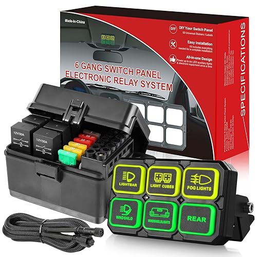 RFROAD LIGHTING - Panel de interruptor de 6 cuadras, caja de control de circuito de panel táctil para camión, automóvil todoterreno marino con