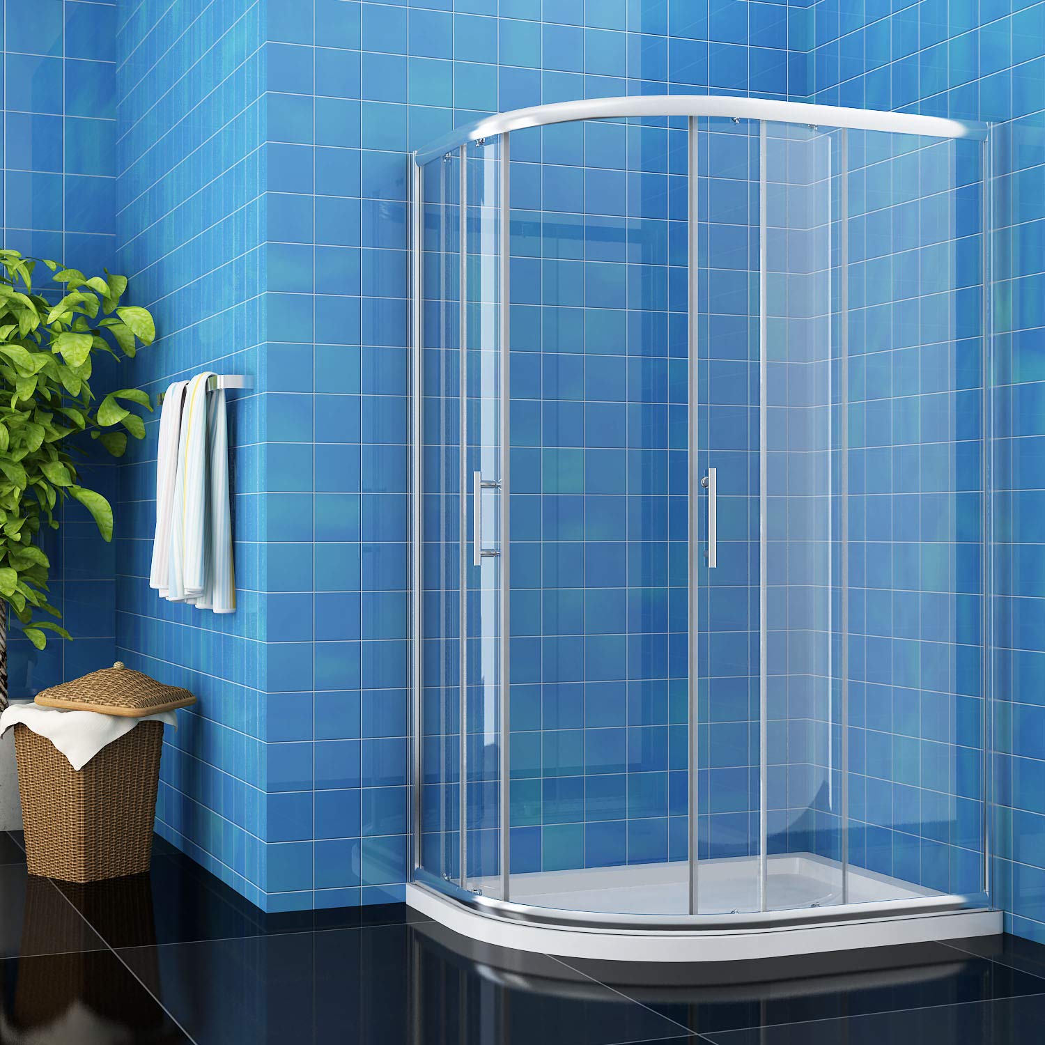 ELEGANT 1000 x 800 mm Quadrant Shower Cubicle Enclosure Sliding Door