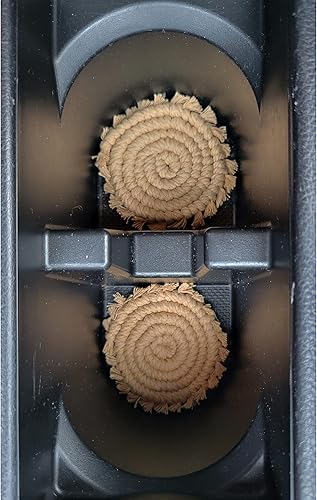 Mokoboho Posavasos de macramé para automóvil, colección Earth Tones, 2 posavasos de algodón bohemio de 3 pulgadas para portavasos (arcilla)