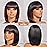 ToyoTress Black Mix Burgundy Bob Wig With Bangs - 12 Inch Short Bob Wig With Bangs For Black Women Daily Costume, Light Yaki Straight Synthetic Hair Wigs (12 Inch, SH/Burg-612H)