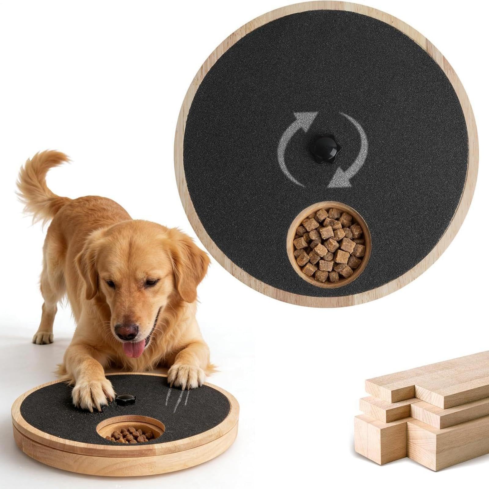 Pet Nail Scratch Board Holz Hundetrimmer Rotierende Fellpflege Pad mit Safe, Pfotenpflege-Werkzeug für Hunde, Kratzbrett mit stabilem Design, Hundezubehör für Schlafzimmer und Hinterhof
