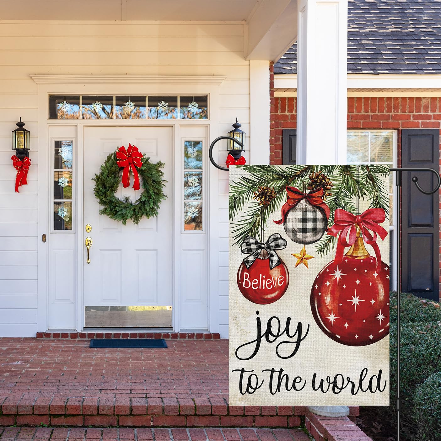 Weihnachts Gartenflagge 'O Holy Night' – Doppelseitig, Jute, 30.5x45.7 Cm Für Outdoor Winterdeko