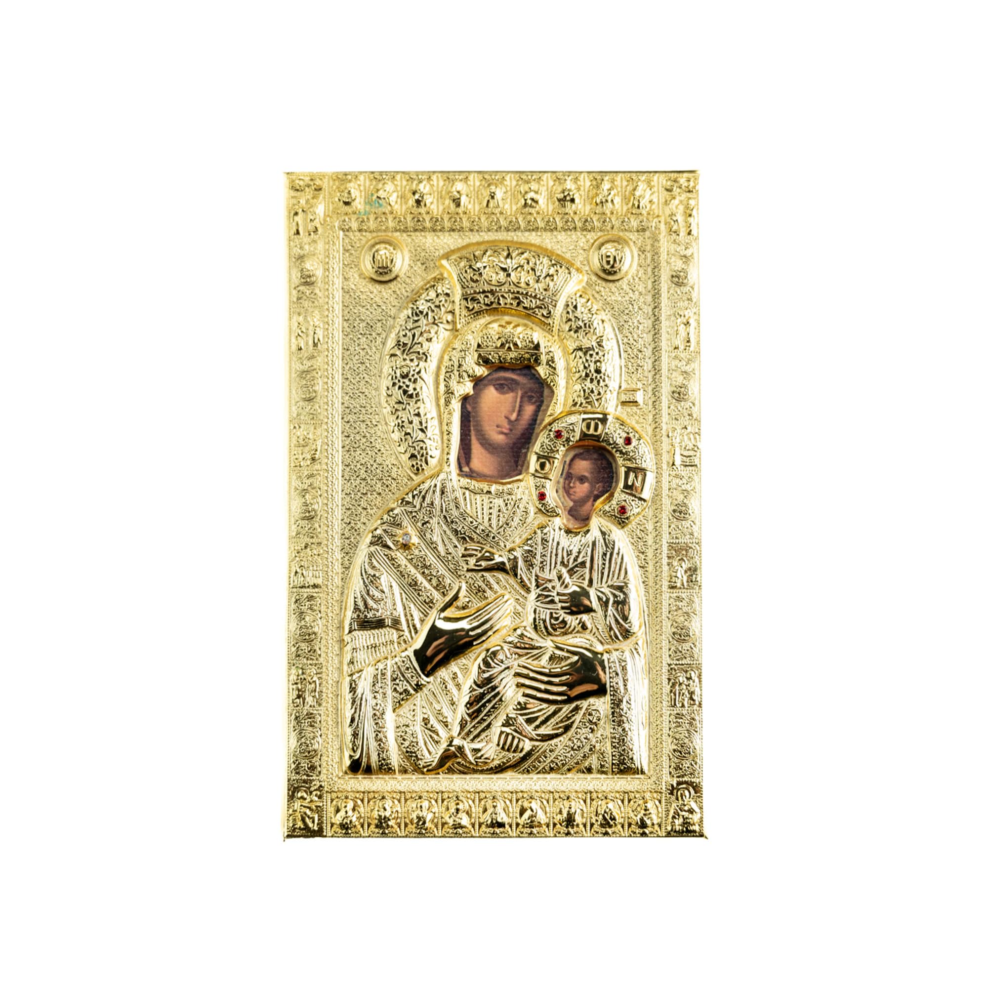 VATOPEDI MONASTERY Mother Of God Vimatarissa Replica of Miraculous Icon from Mount Athos (10 x 7 cm) - Round