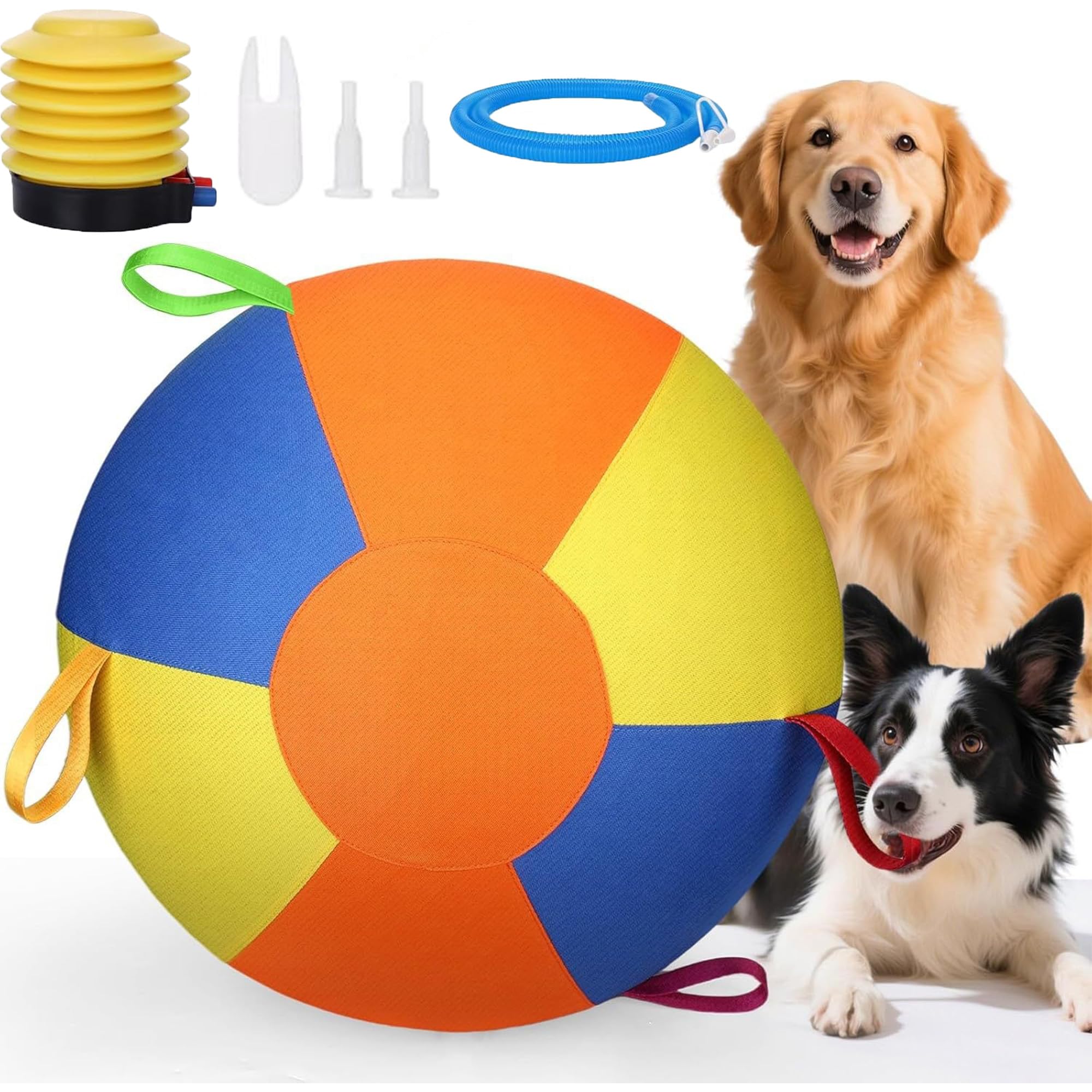 Herding Ball for Dogs Large/Small, Giant Herding Ball for Dogs, Durable Tear-Resistant Inflatable Big Balls with Handle Cover & Pump for Play & Exercise Dog (Medium)