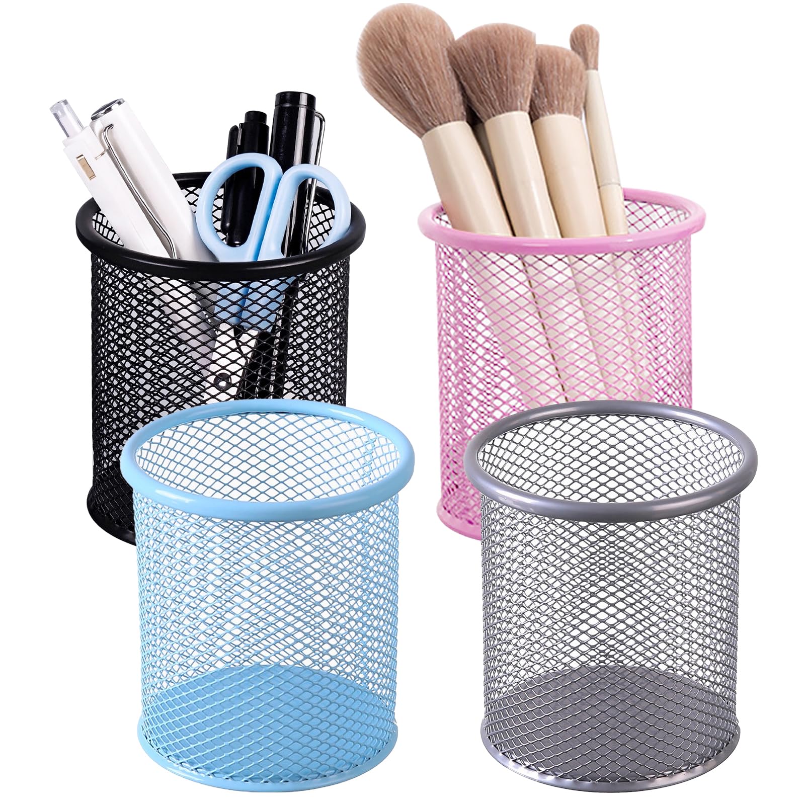 Marte Vanci Mesh Pen Holder, Pen Pots for Desk Metal Pencil Cup, Desktop Makeup Brush Holder