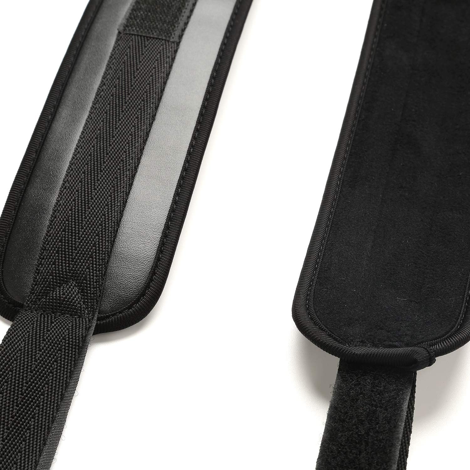 Black Soft Leather Cuffs Set Adjustable Straps Kit for Hand-Wrist-Ankle Sports Home Gyms Gift Set