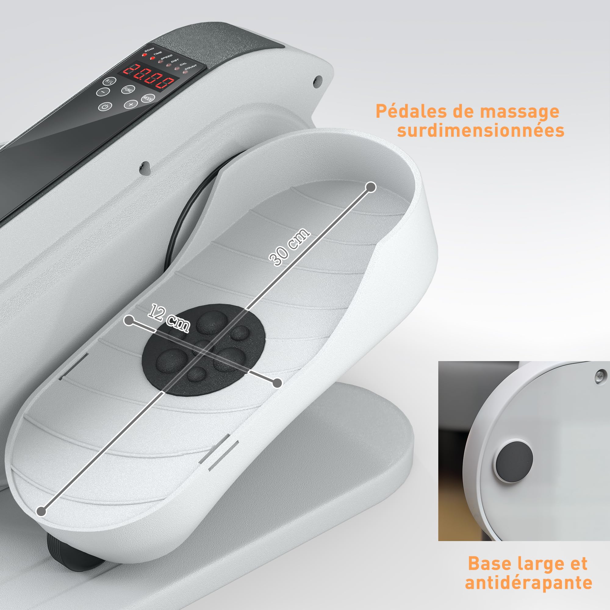 SPORTNOW Pedalier d'appartement, plliptique de Bureau, Mini vélo elliptique électrique avec écran LCD, télécommande et 10 Vitesses réglables, Silencieux et Portable pour Les Seniors, Blanc