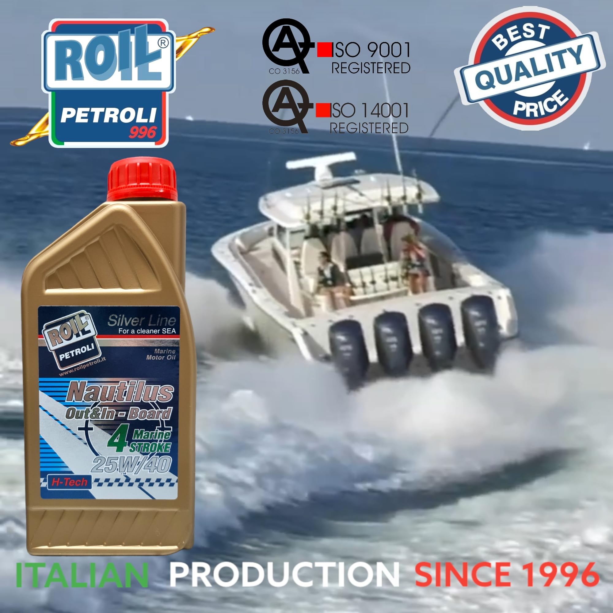 Roil Nautilus 25W/40 4 Stroke Marine Oil 1L NMMA FC-W API SL VDS-3