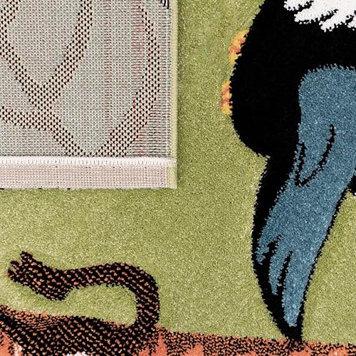 Miniatura 4 de Paco Home Alfombra infantil para guardería con animales de la selva en verde, tamaño 5'3" x 7'7"