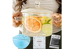 2L Clear Glass Simmer Pot with Lid & Strainer: Versatile Cooking and Fragrance Essential