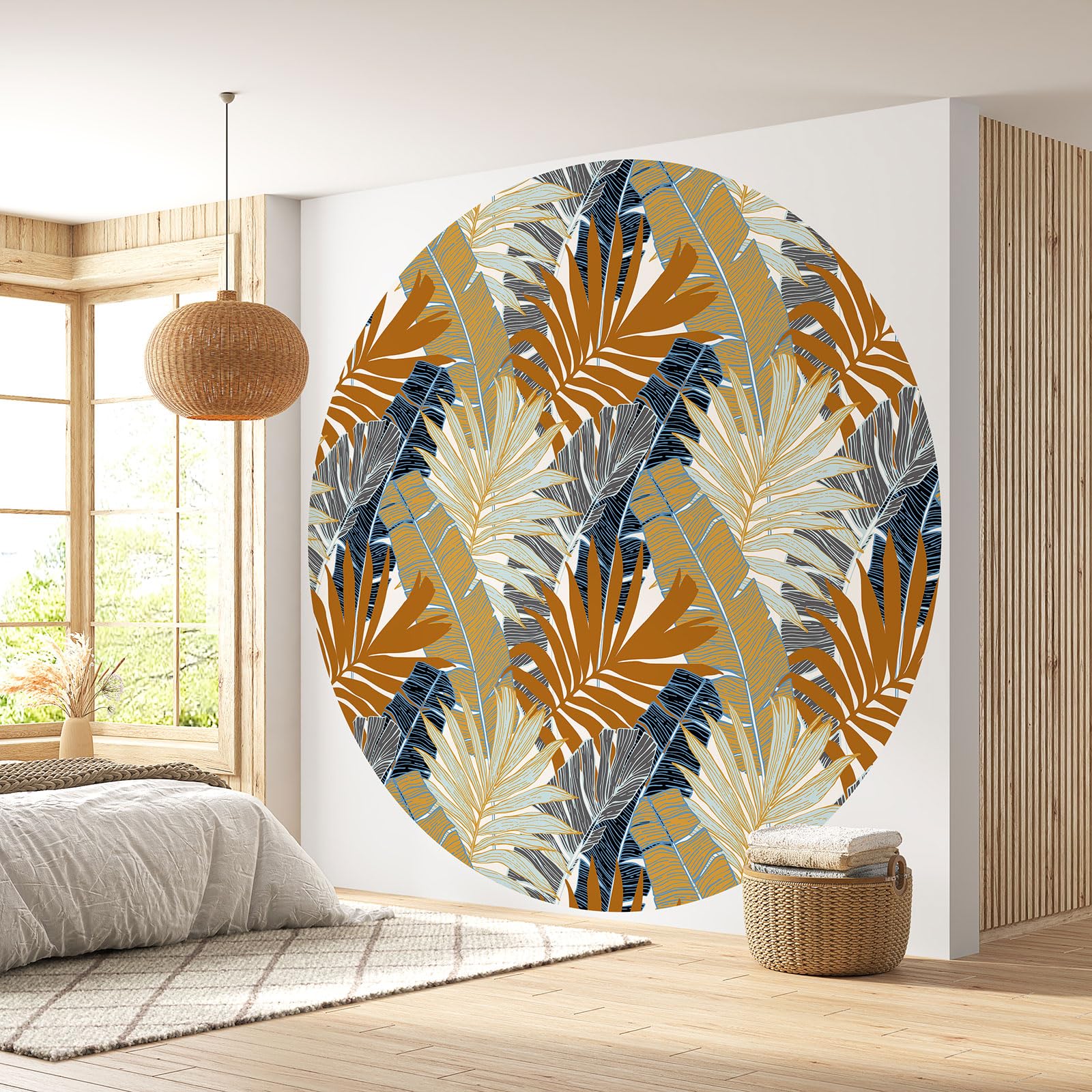 Papier peint rond motif botanique Lumalea en support 170gr durable et lessivable