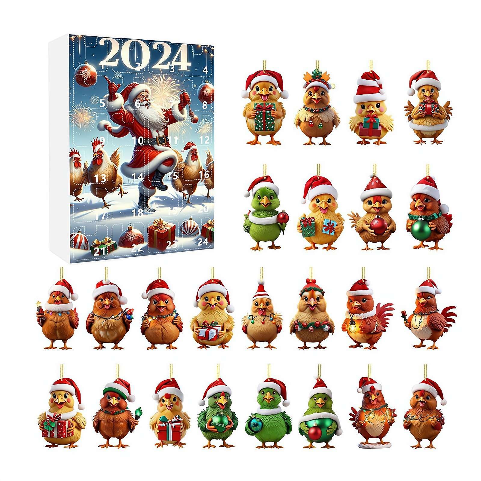 Calendrier De L'Avent Rugby Avec Jouets De Noël, Compte à Rebours 24 Jours De L'Avent (pendentif En Acrylique 2D), Calendrier De L'Avent 2024 (bleu, 18 X 26 Cm