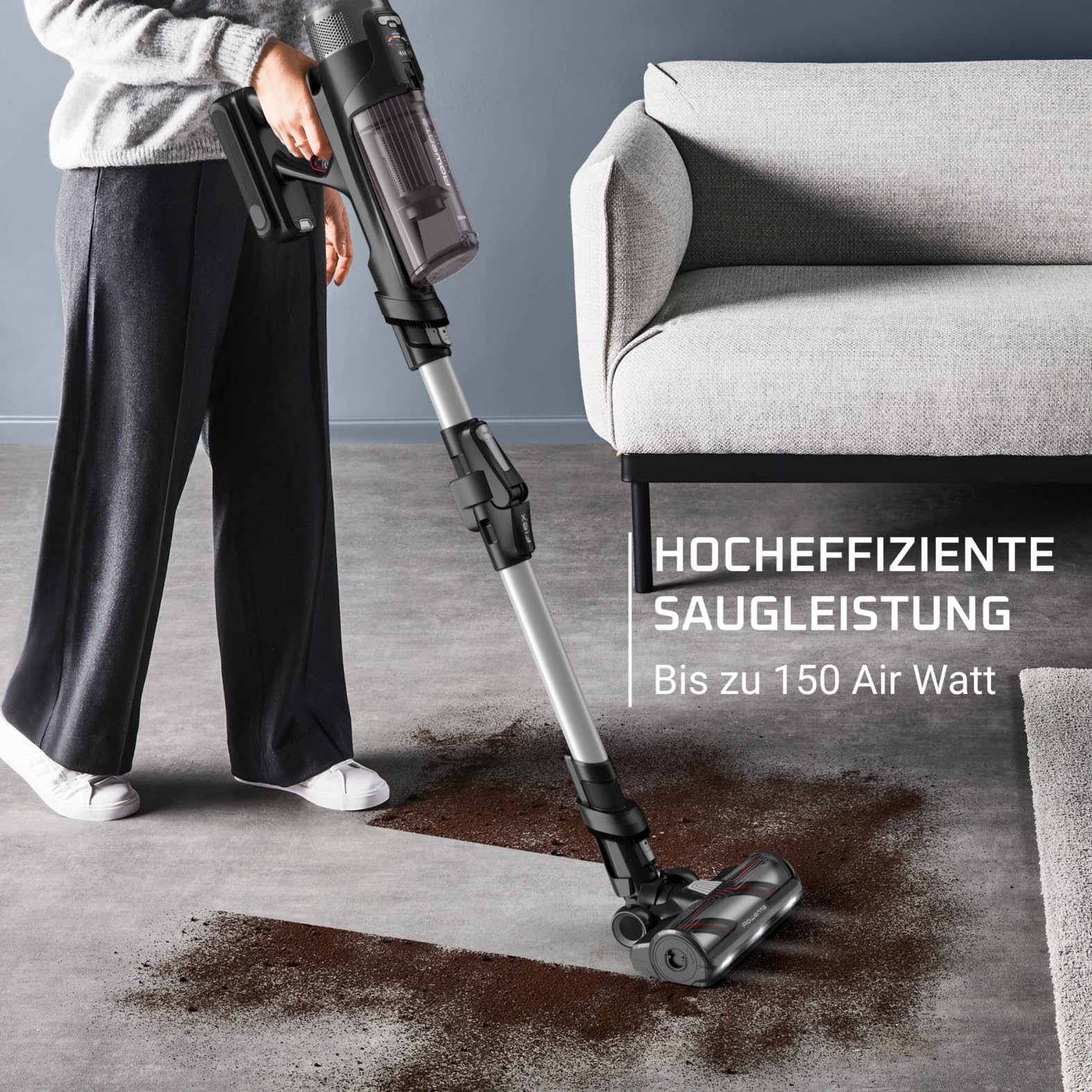 Rowenta X-Force Flex 13.60, bezprzewodowy odkurzacz akumulatorowy, model dla alergików, głęboka siła czyszczenia, przegub elastyczny, 150 W, czas pracy do 60 minut, wyprodukowano we Francji, RH9A36WV