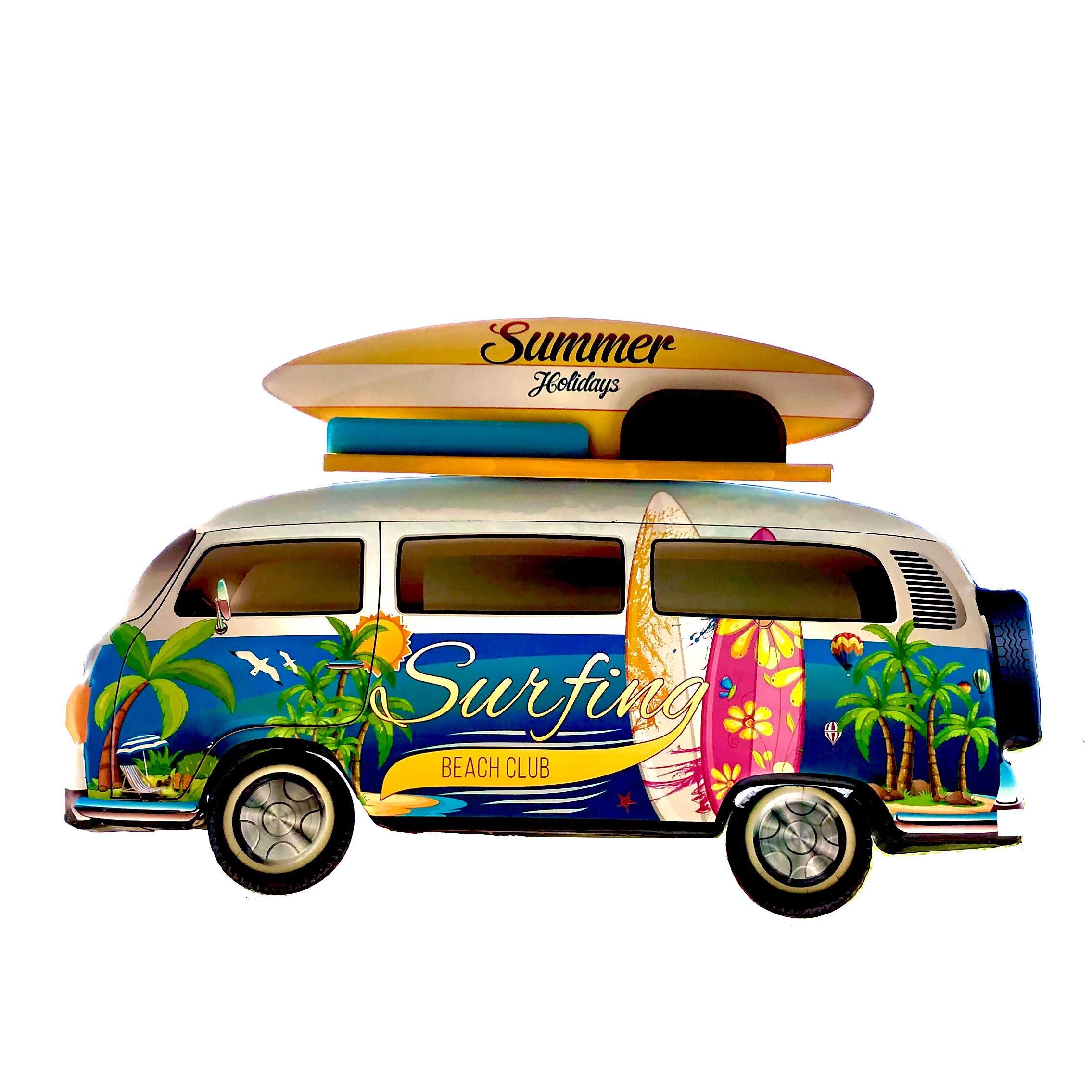 Poster Retro Vintage Decorazione Surf Hippie Surf Van Targa Metallico Artigianato Accessori Decorazione della Casa - Surfing Beach Club