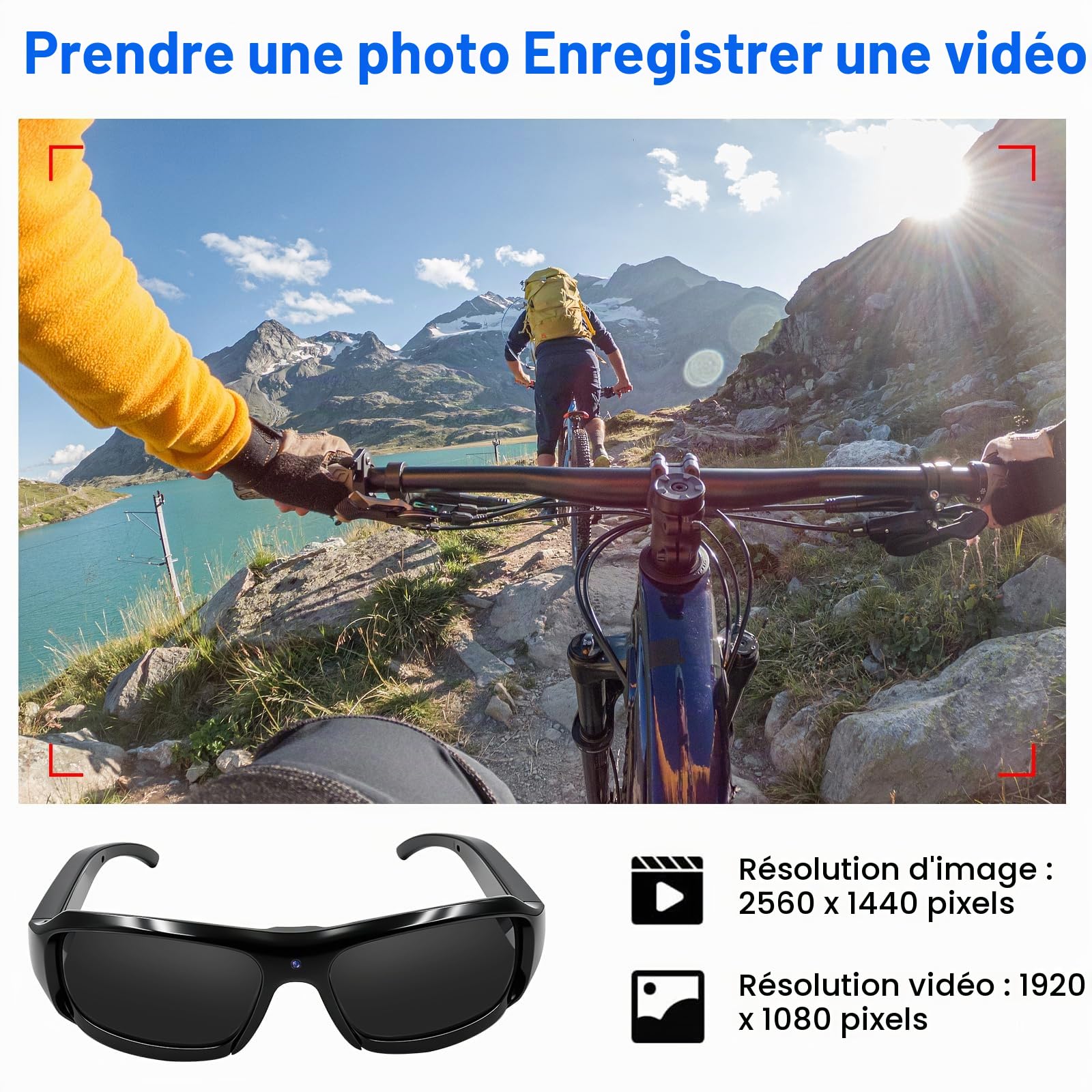 Mini Caméra Espion Cachée Portable,16 Go Camera Lunette Espion de Soleil