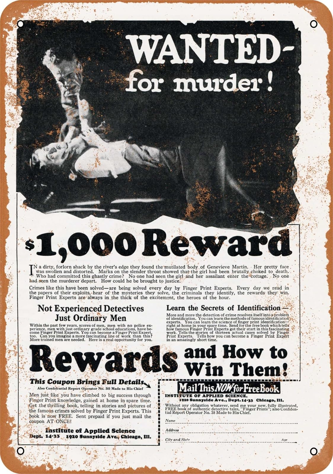 Miaomansenstore Metal Sign - 1930 How To Solve Murders For Money - Vintage Look Home Decor