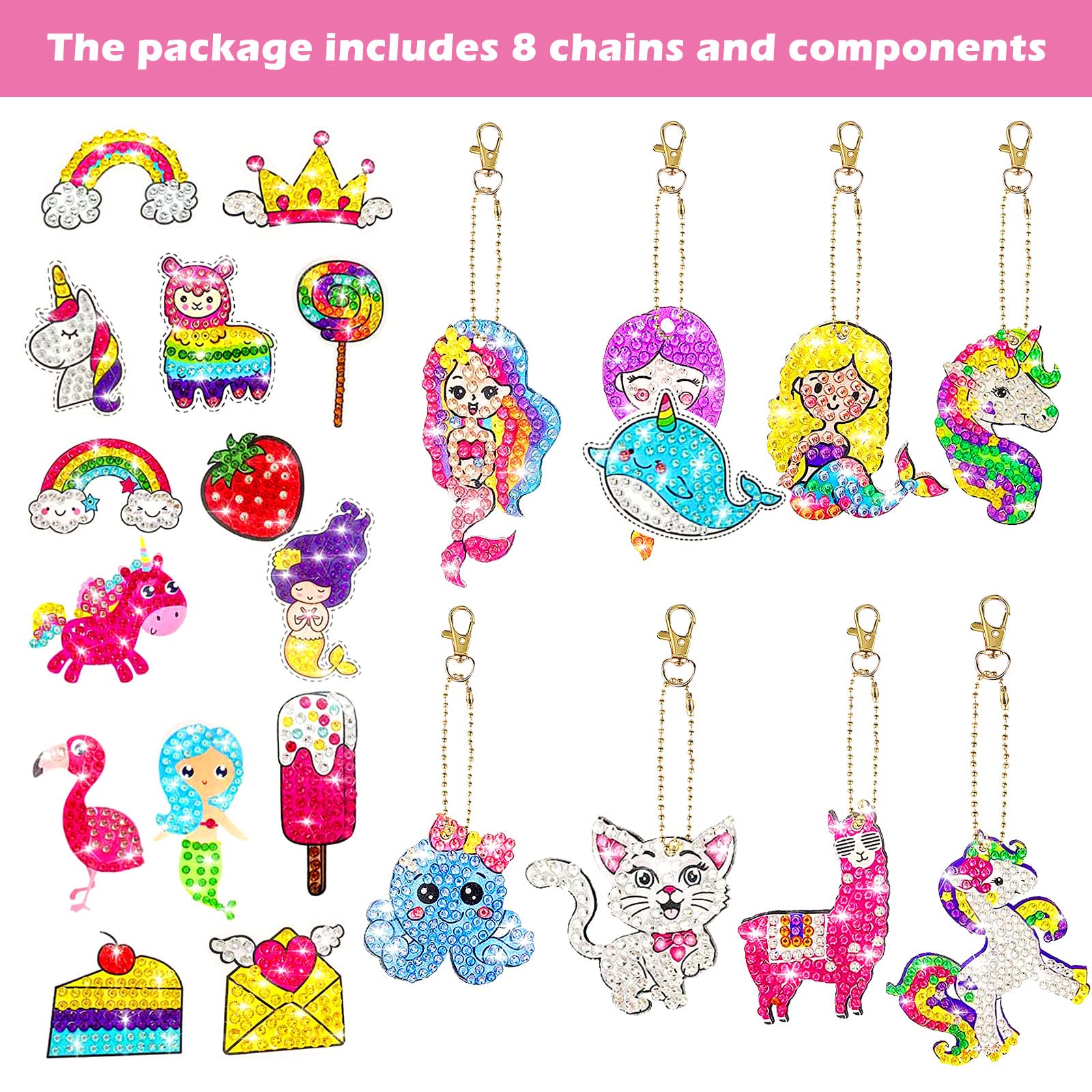 6-tlg Diamond Painting Set Einhorn - DIY Windspiel Für Kinder