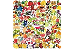 100 Pack Fruit Stickers for Labeling, Waterproof Vinyl Decals for Water Bottle,...