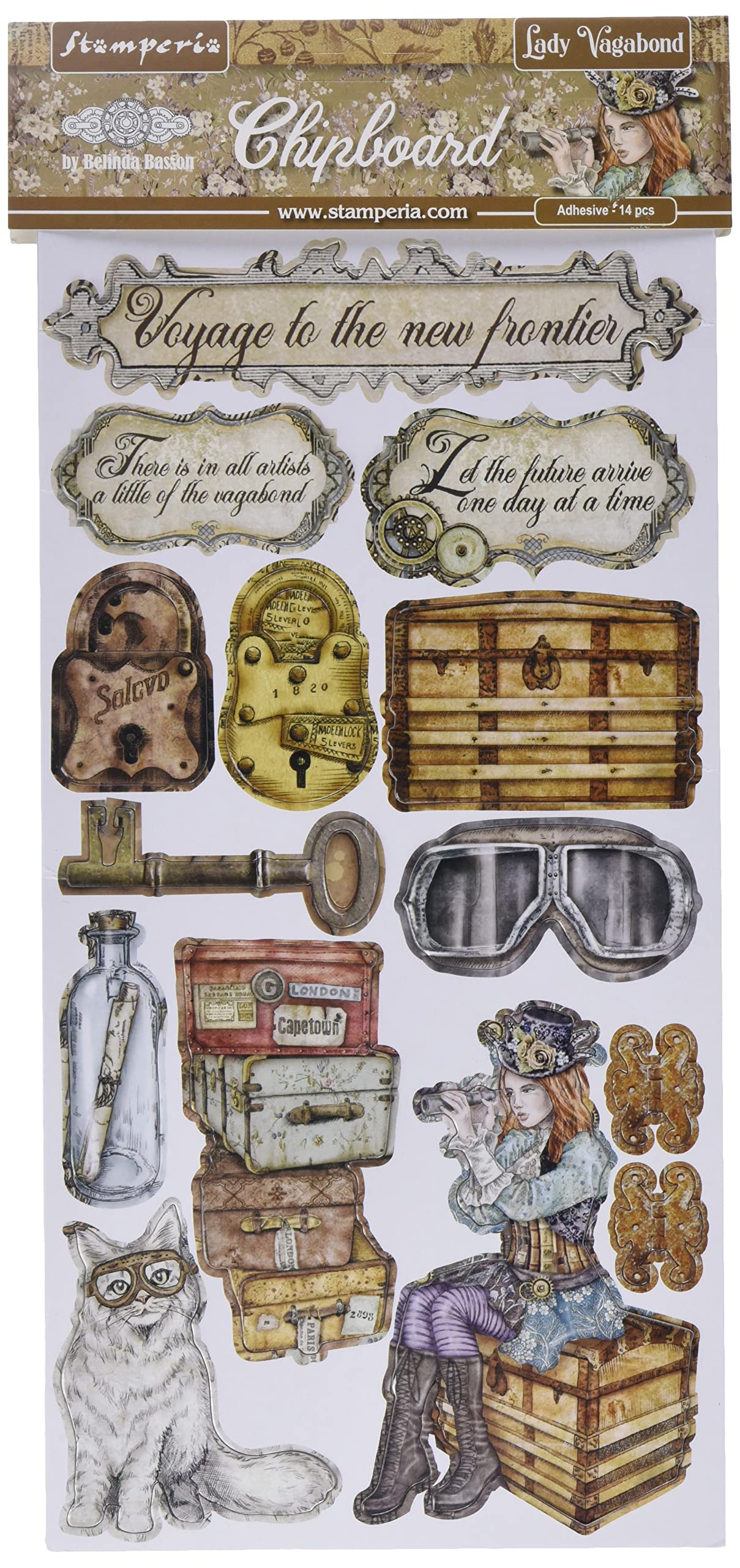 STAMPERIA INTERNATIONAL, KFT Stamperia-Chipboard-Lady Vagabond, Various, 15 x 30 cm, DFLCB18