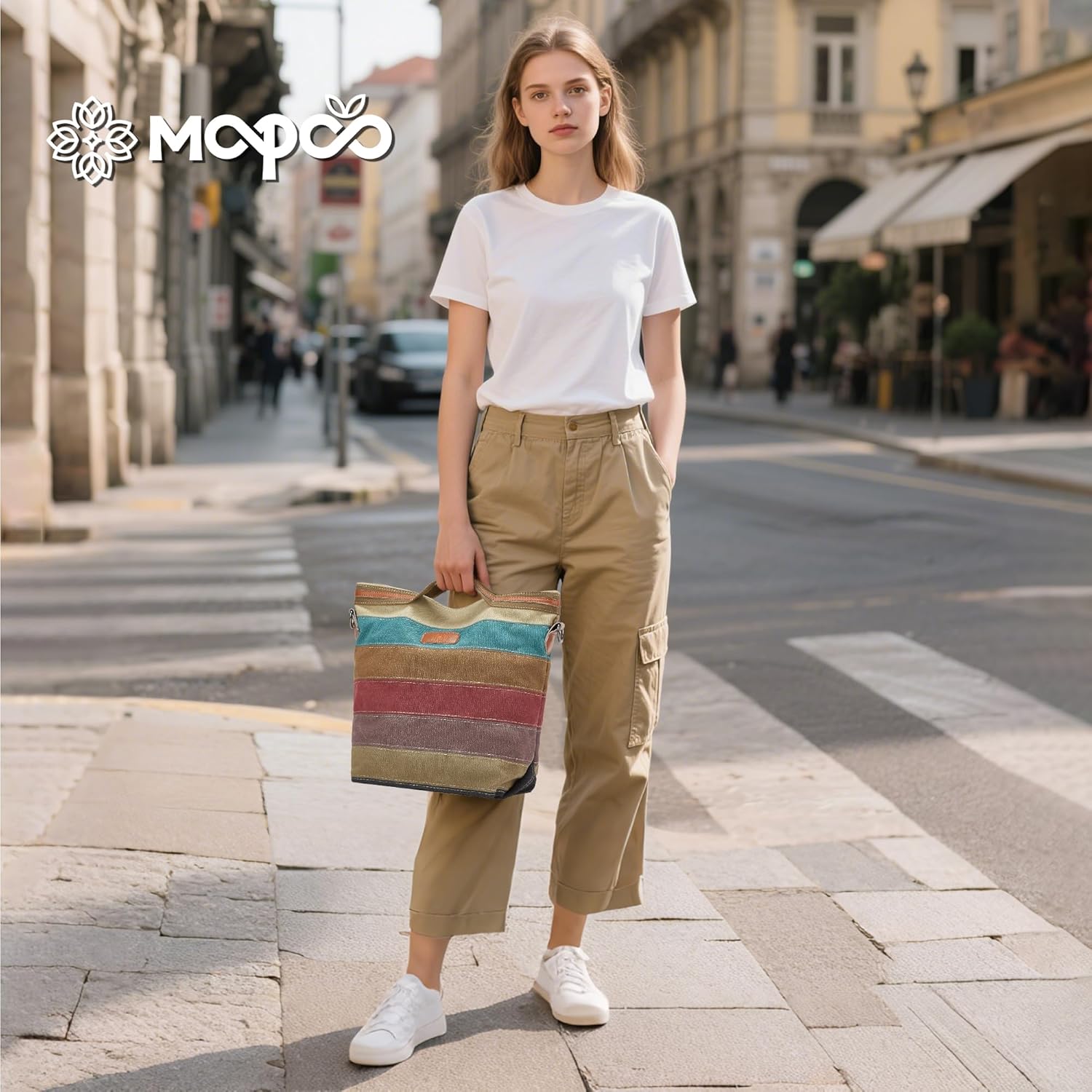 Canvas Hobo Bags for Women Casual Tote Bag Purses and Handbags Multi-Color Striped Crossbody Bags Ladies Top Handle Satchel - Image 7