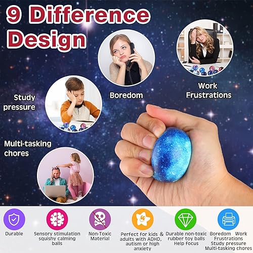 Miniatura 3 de Libima 120 bolas sensoriales de galaxia para aliviar el estrés de 2 pulgadas, para apretar, temática espacial, para San Valentín, fiesta de