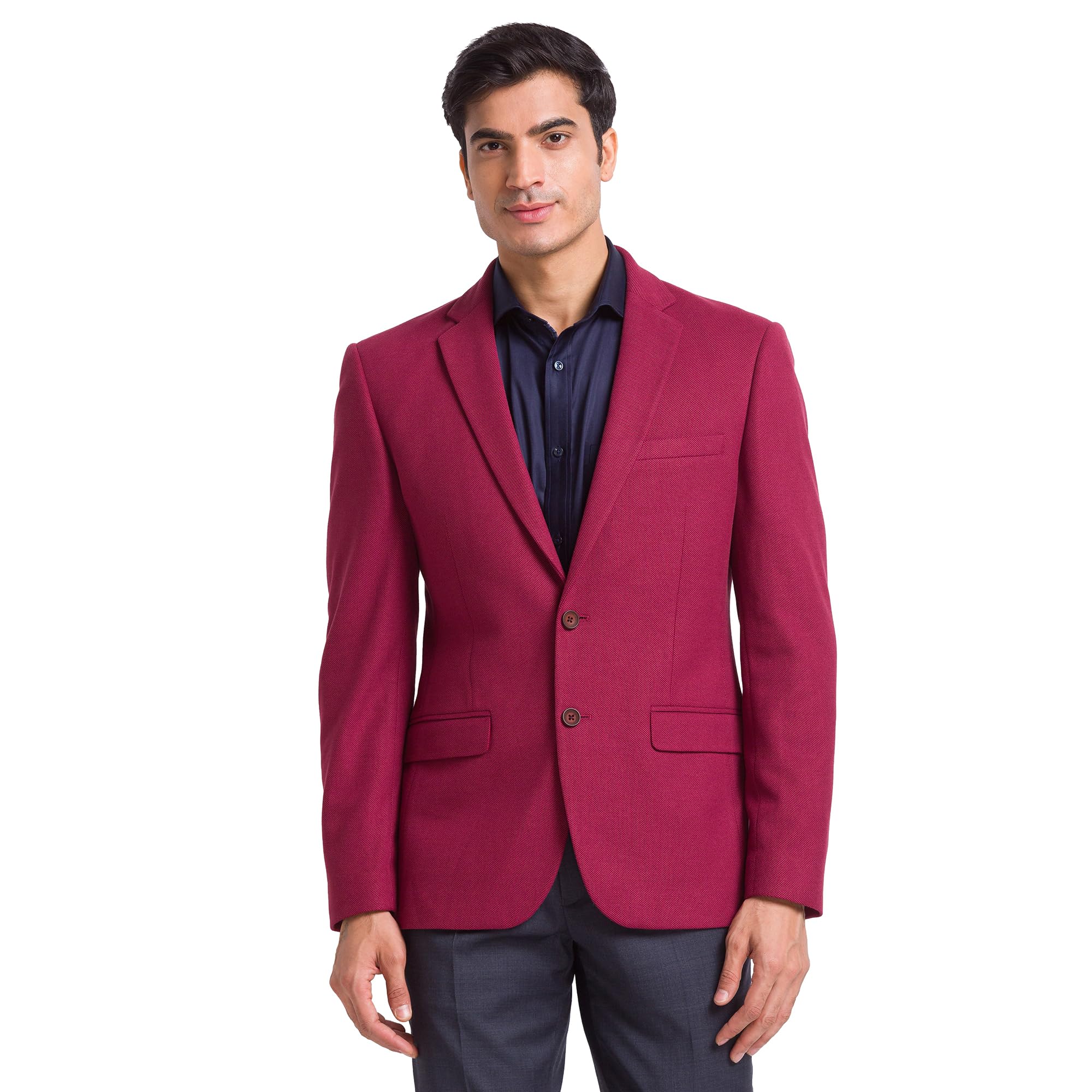 park avenue Active Fit Dark Maroon Blazer for Men-picture-25