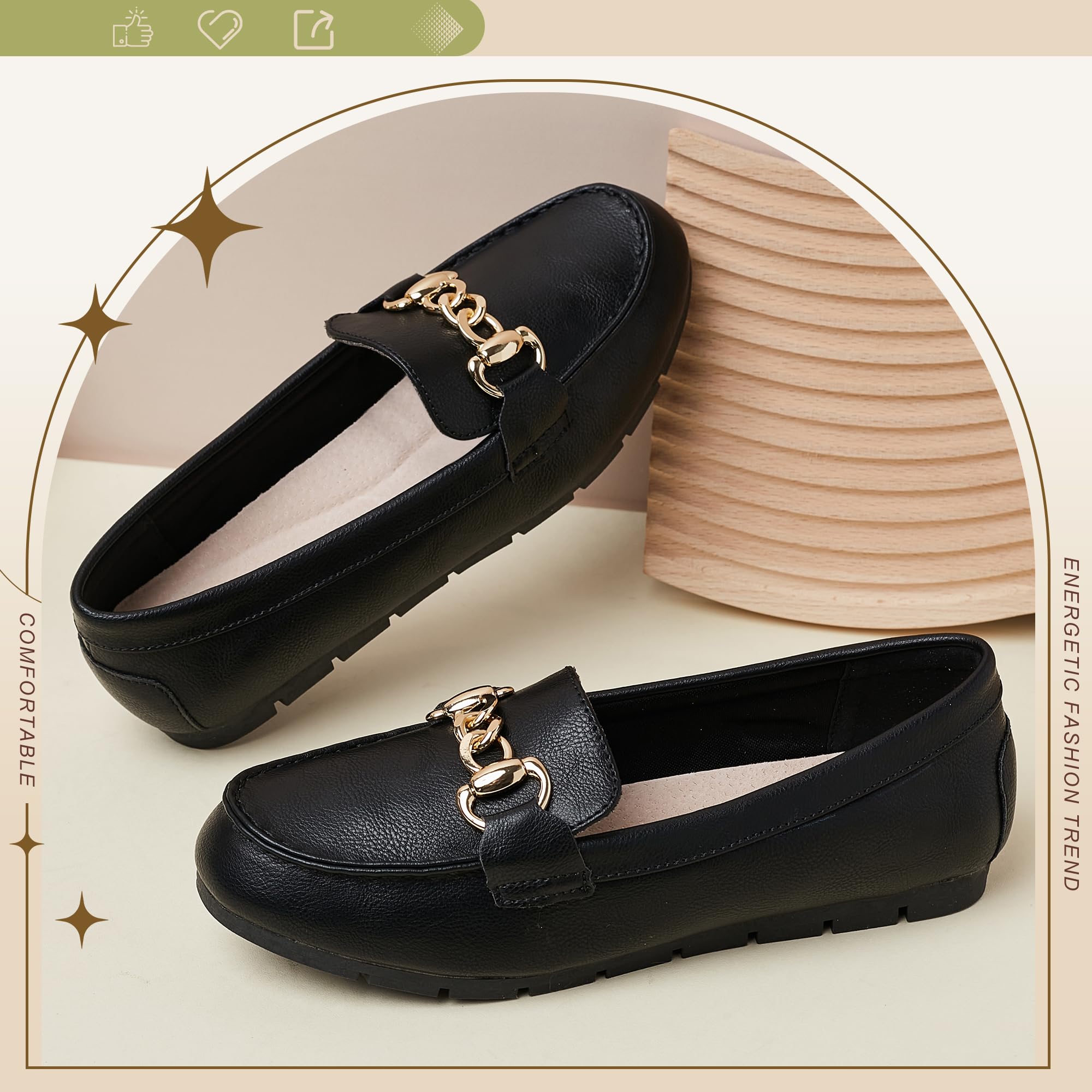 ABEJOJO Damen Loafer Schuhe, Bequeme Slip auf Casual Flat Mocassin Penny Schuhe zum Wandern, Fahren, Dressy
