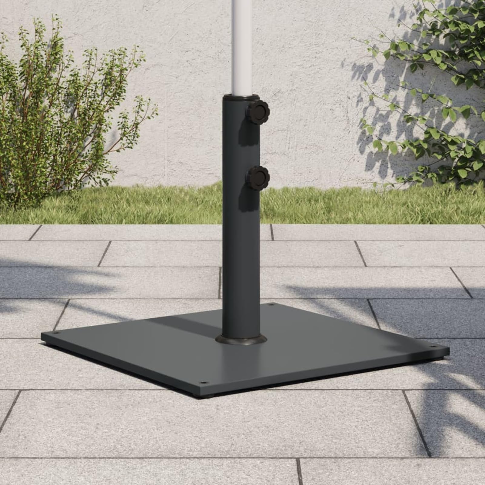 Gecheer Base per Ombrellone, Stabile e Regolabile con Manopola Doppia, 43x43x38 cm, Acciaio e Ferro, Adatta a Pali da 32/38/48 mm, per Esterno e Giardino