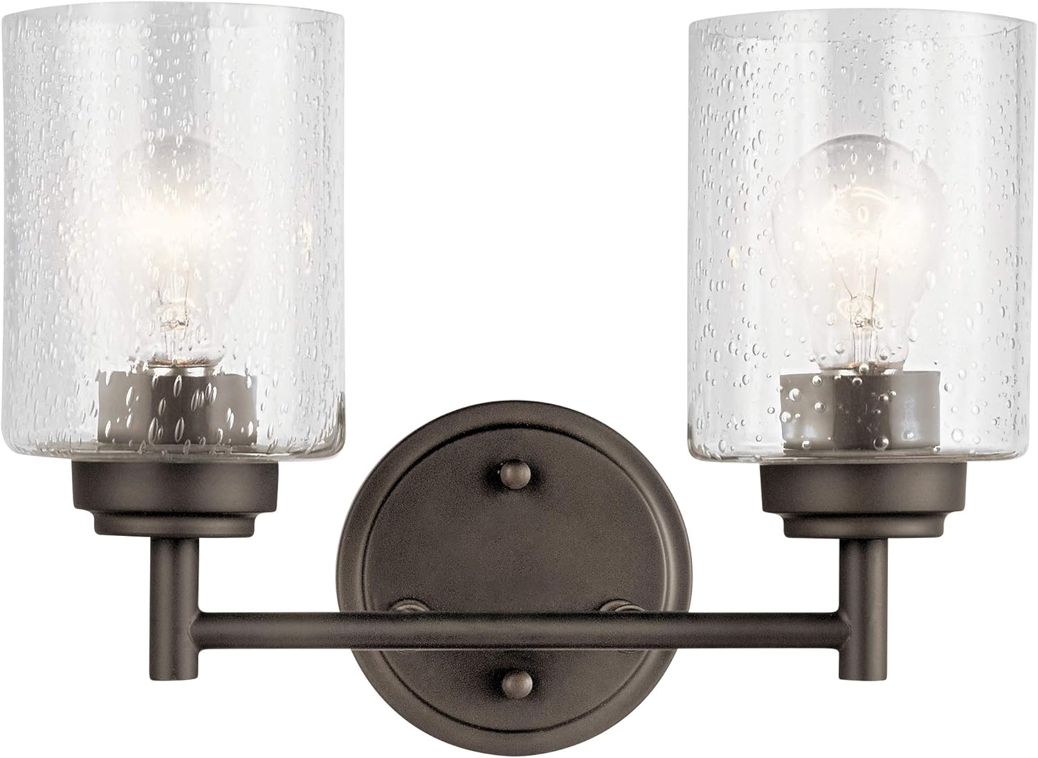 KICHLER Winslow 12.75" 2 Light Vanity Light with Clear Seeded Glass in Olde Bronze® 13" Old Bronze