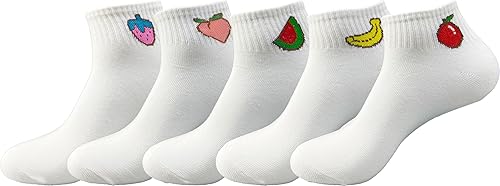 Calcetines tobilleros bordados con frutas, bonitos calcetines invisibles para mujeres, damas y niñas