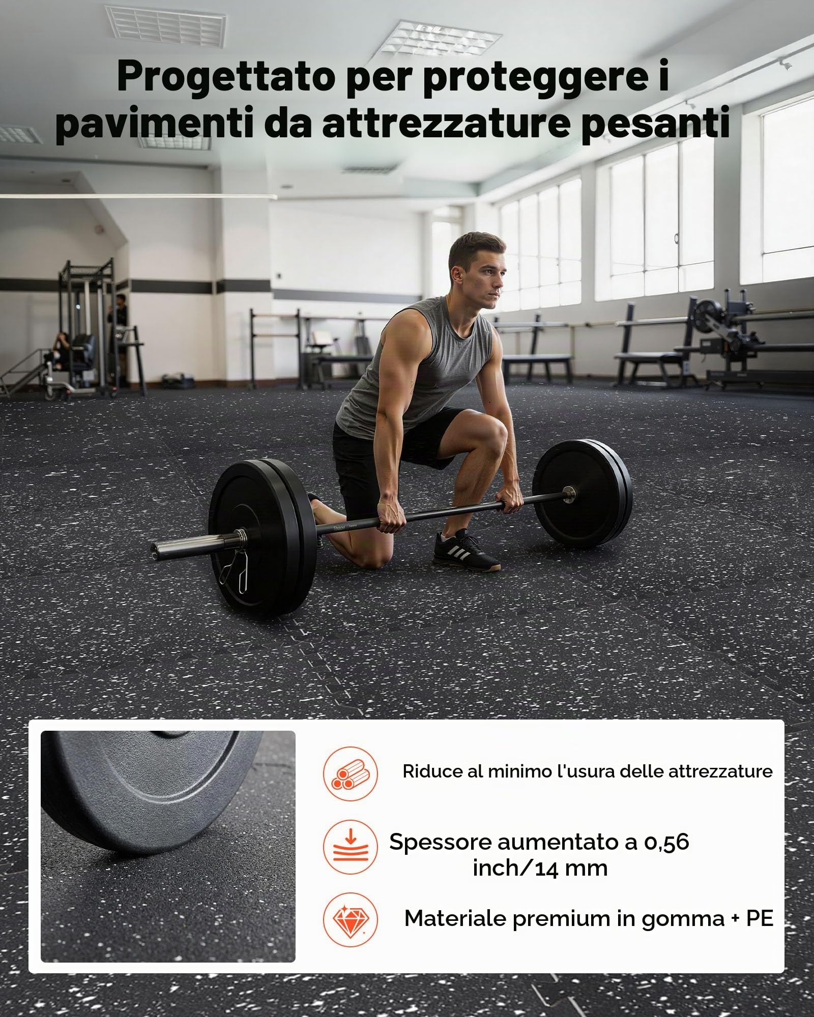 VEVOR Set Tappetino Puzzle Protettivo per Pavimento da Palestra Tappetini Piastrelle in Gomma ad Incastro Palestra Ufficio Casa Allenamento