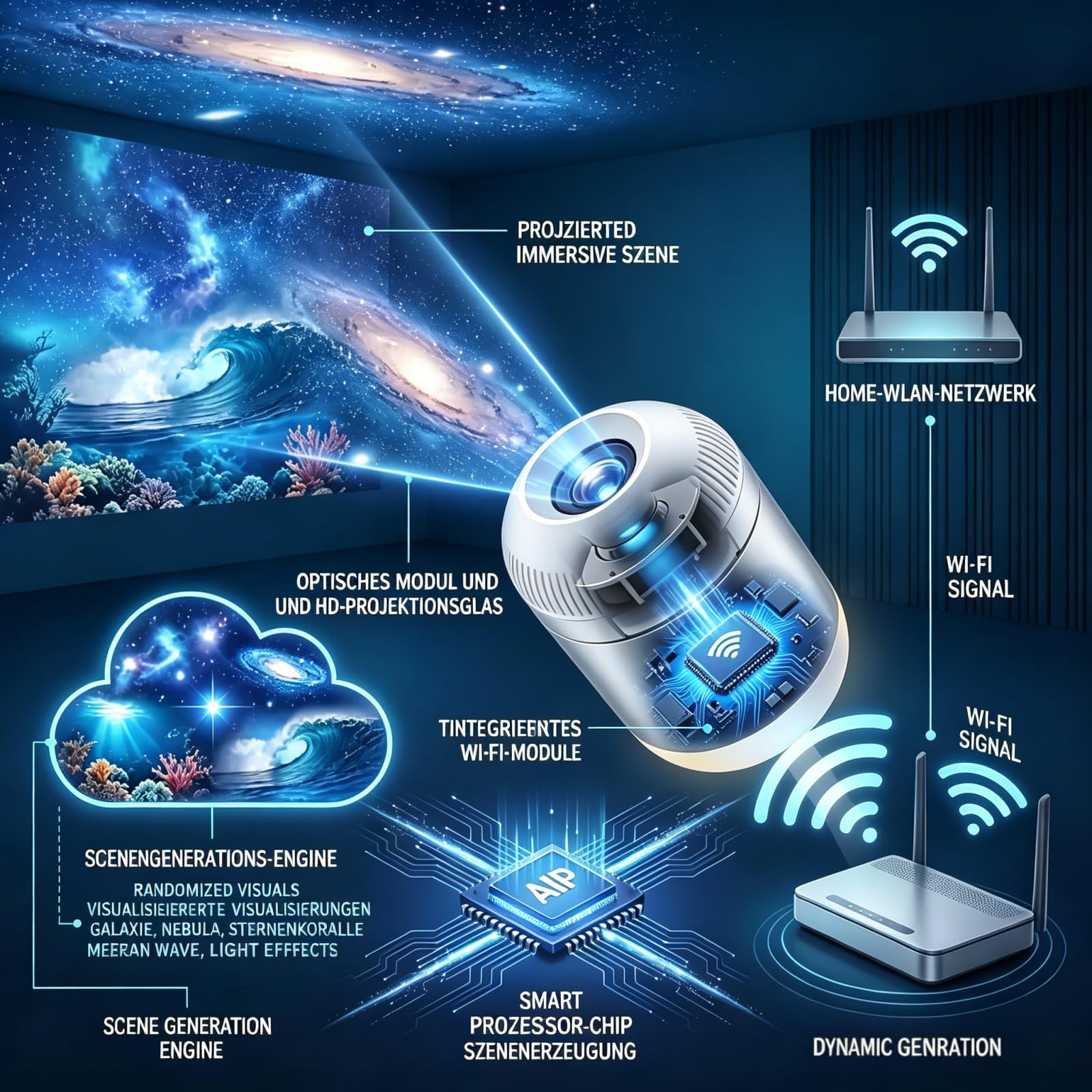 Comauo Nachtlicht Projektor 2-in-1 Sternenhimmel-Projektor, augenfreundliches Mini-Stilllicht zur Einschlafhilfe, USB-betrieben, dimmbar (24 Projektionsfolien)