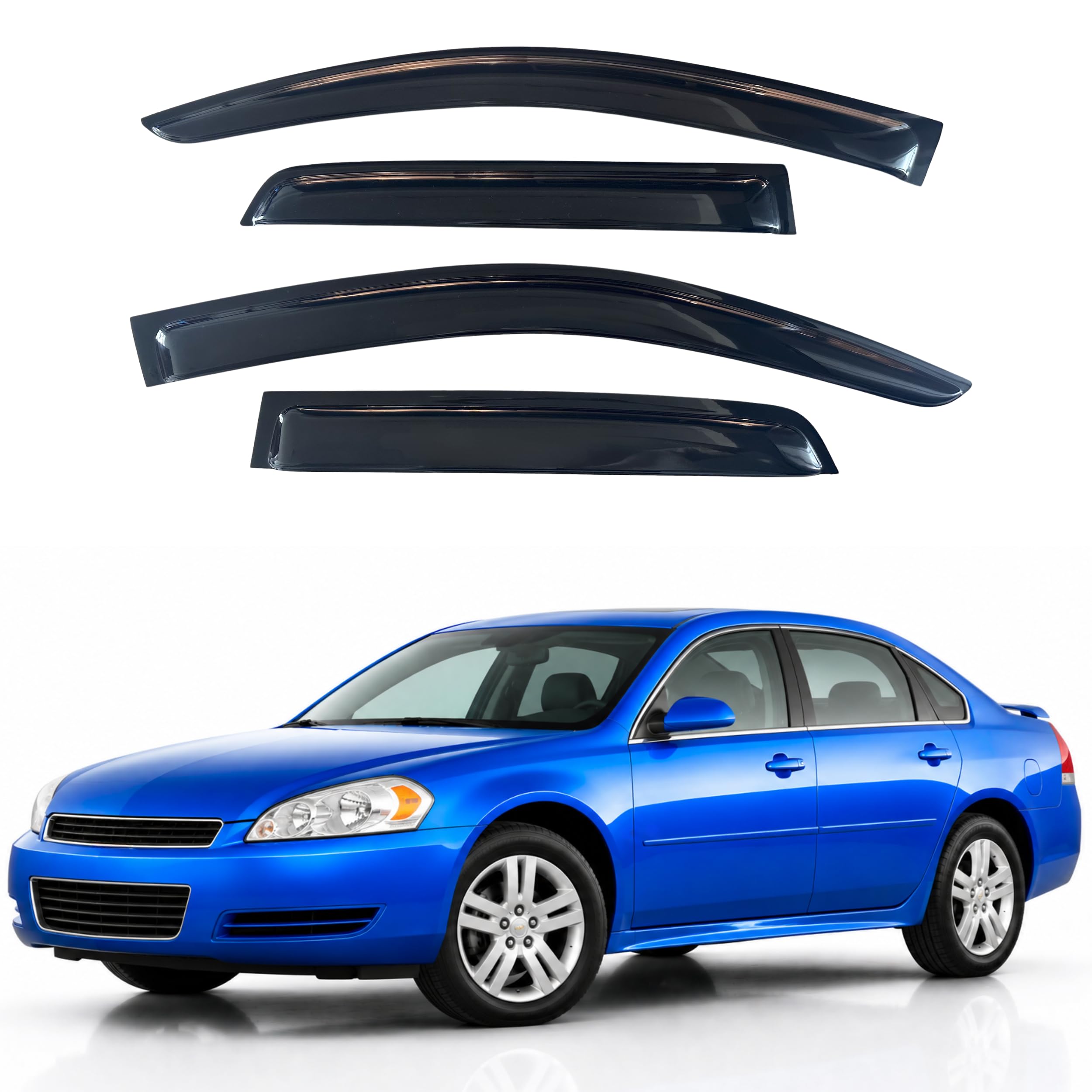 IG Window Visors Fit for 2006-2013 Chevrolet Impala, Out-Channel Rain Guards Vent Wind Deflectors 4PC, Car Accessories for 2014-2016 Chevy Impala Limited