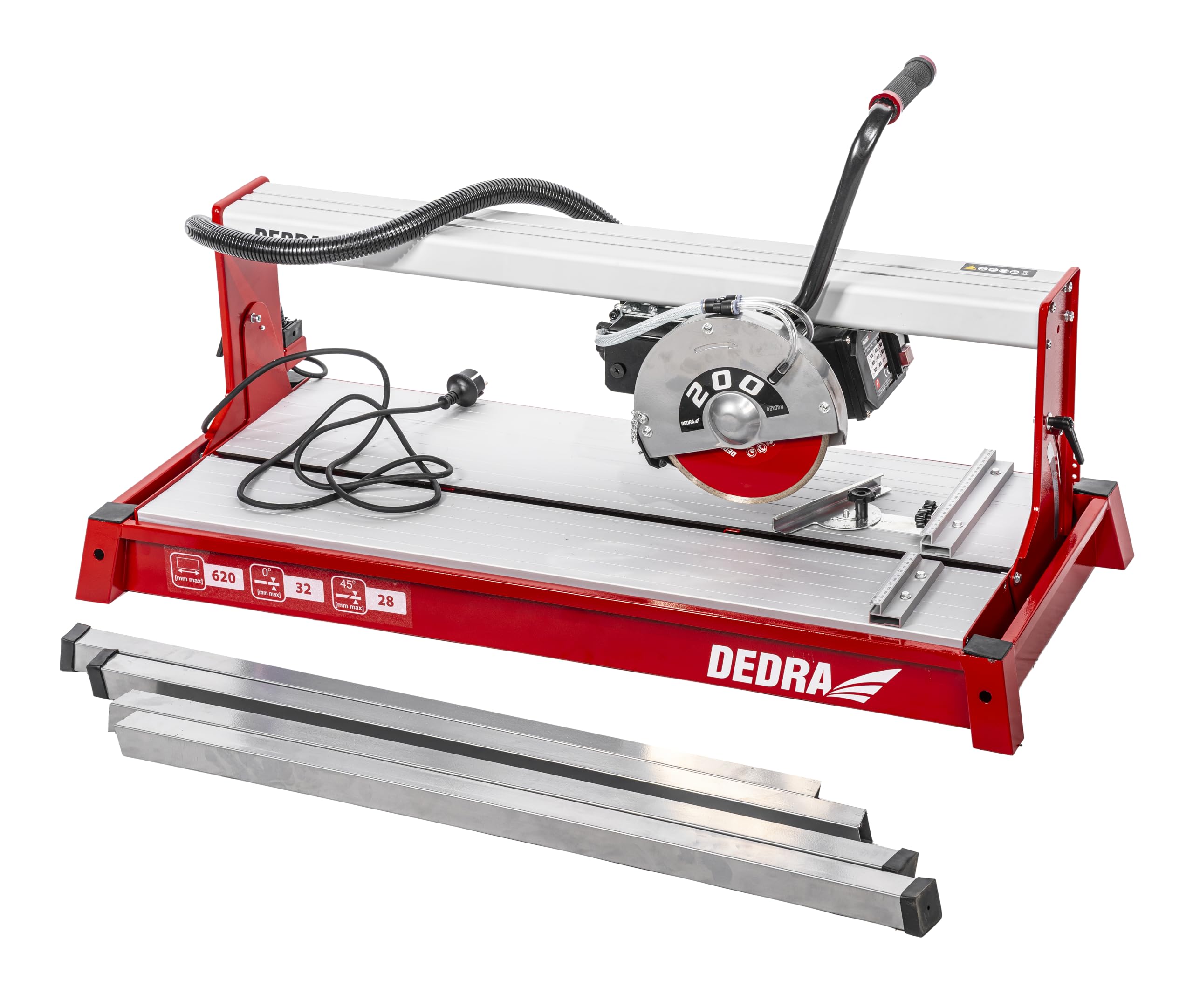 Fliesenschneider, Fliesenschneidmaschine DEDRA DED7815 – 800 W, Schnittlänge 620 mm, 2990 U/Min, stabiler und großer Arbeitstisch, Nassschnitt mit Staubbindung, Tauchschnitt-Funktion, Winkelanschlag