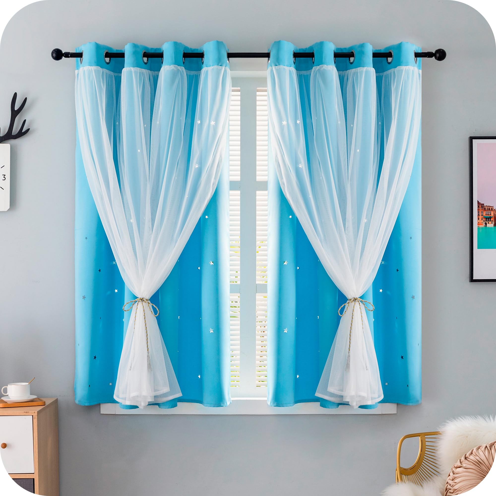 Deconovo Tende Oscuranti per Finestre con Occhielli 2 Pezzi, Tende per Interni Moderne Termiche per Camera da Letto Soggiorno Tessuto Oxford, 135x240 CM Grigio Scuro