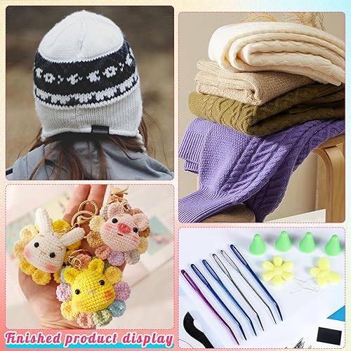 Miniatura 7 de Kit de 50 agujas de tapiz dobladas, 24 agujas de hilo romo, 6 colores grandes para coser, con agujas romas, caja de almacenamiento para tapiz, tejido