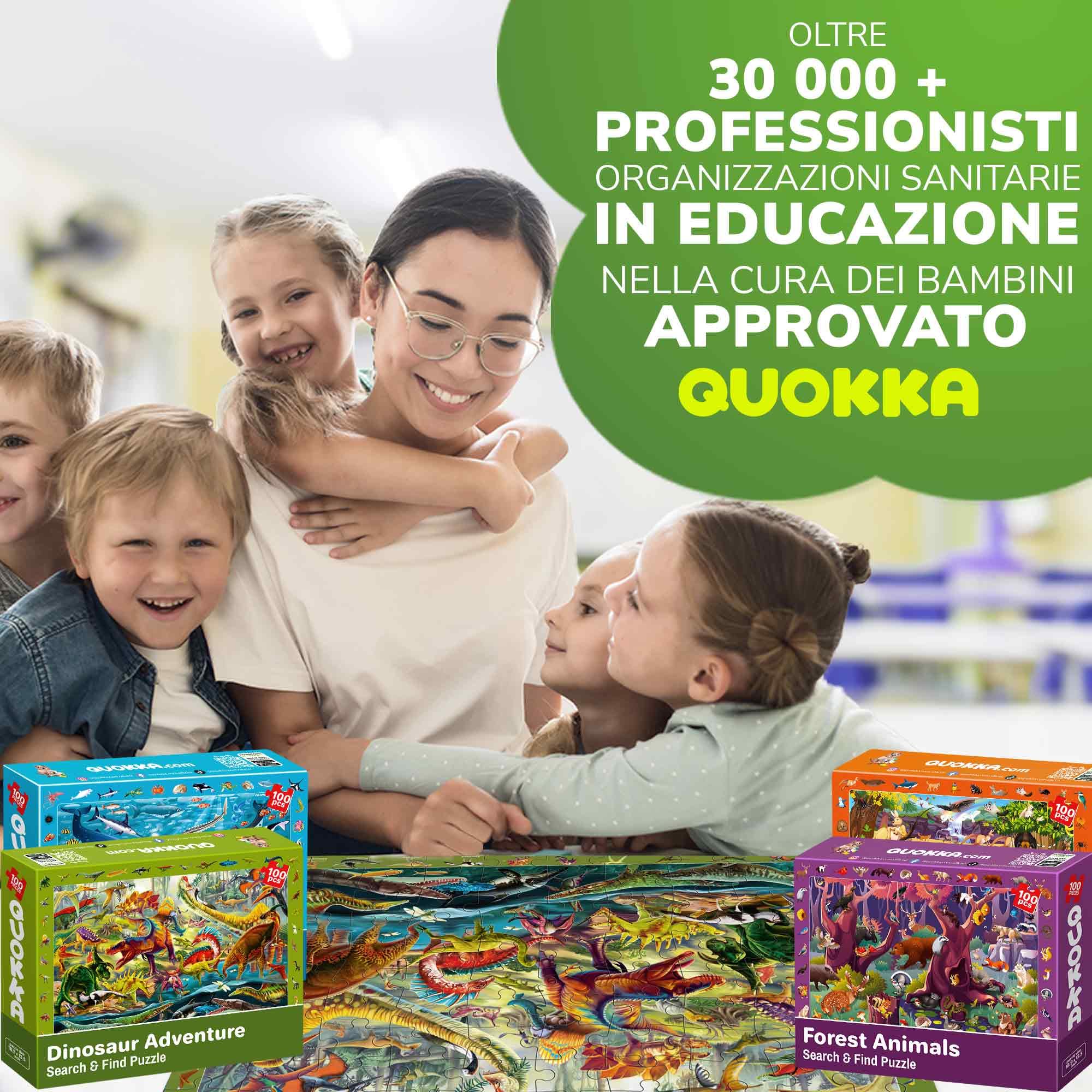 Puzzle da 100 Pezzi per Bambini 3 4 5 Anni - Set di 3 Puzzle da Pavimento Giganti - Impara Animali e Insetti della Foresta Oceanica - Giocattoli Educativi per Ragazzi e Ragazze dai 6 ai 7 Anni