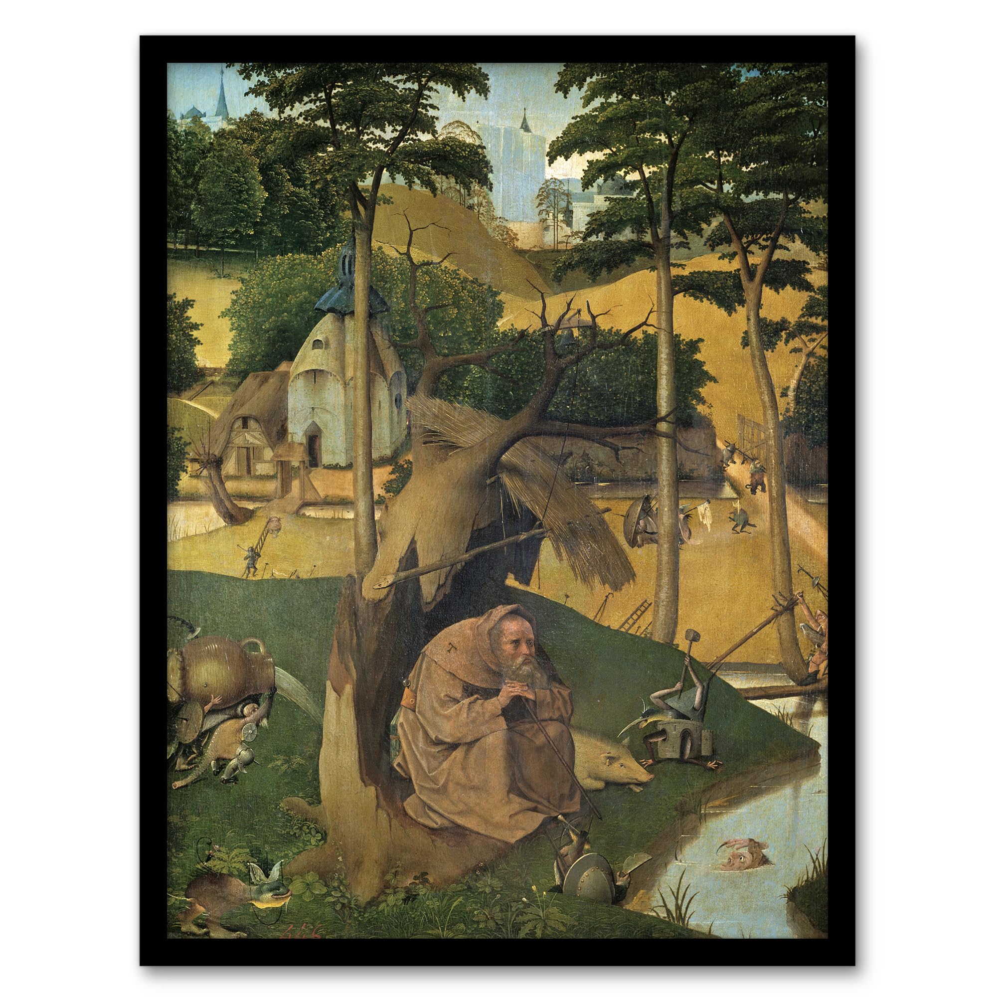 Artery8 Temptations Of Saint Anthony Bosch Framed Wall Art Print 12X16" Size 12