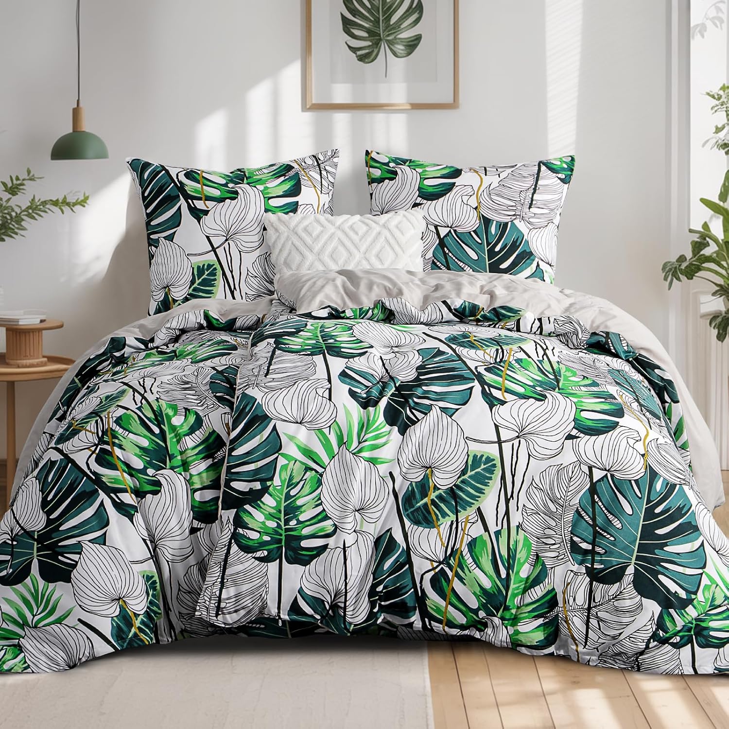 Die besten Bettwäsche-Sets für jeden Stil und Komfort RUIKASI Bettwäsche Monstera Grün 4-teilig