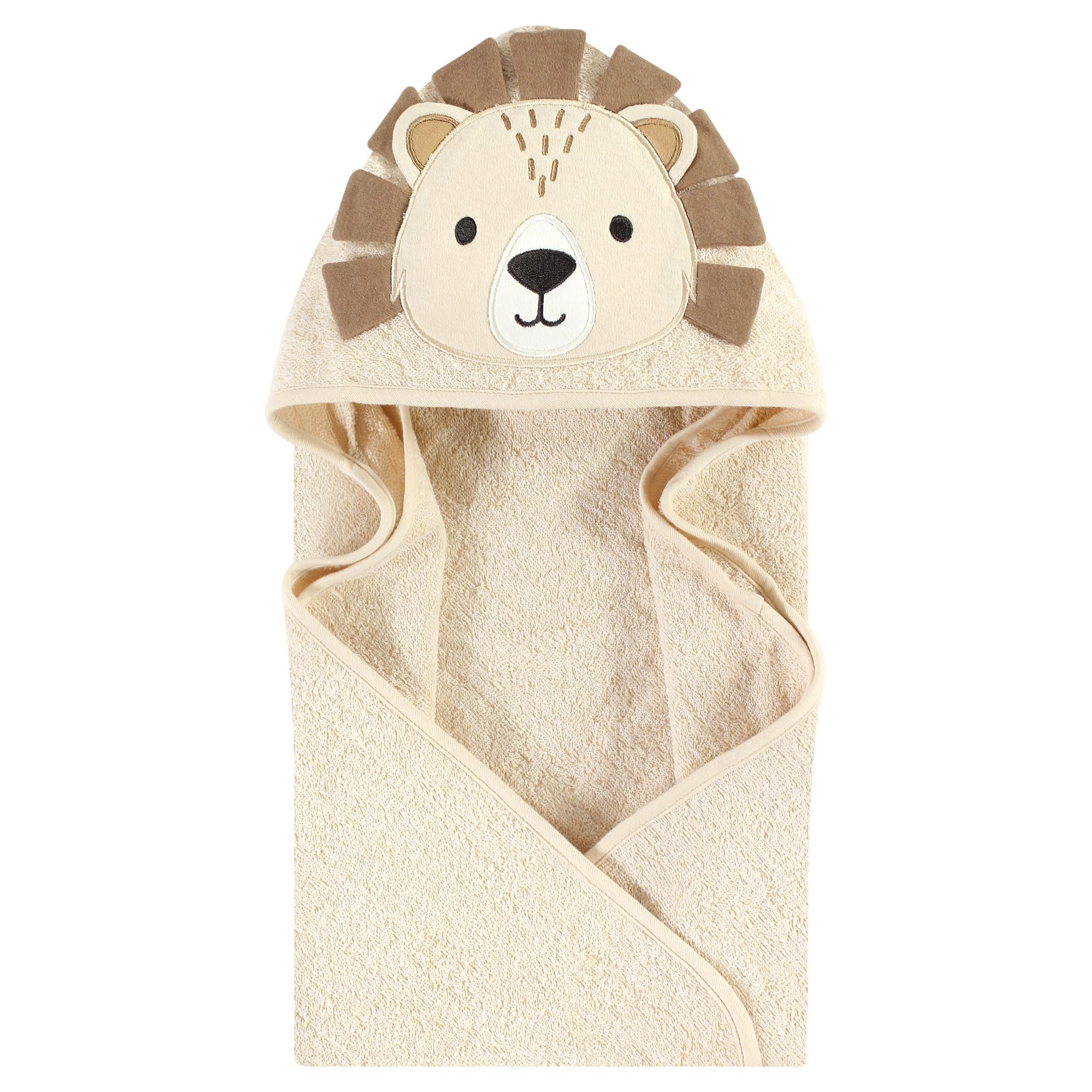 Hudson Baby Unisex Baby Cotton Animal Face Hooded Towel, Lion, One Size