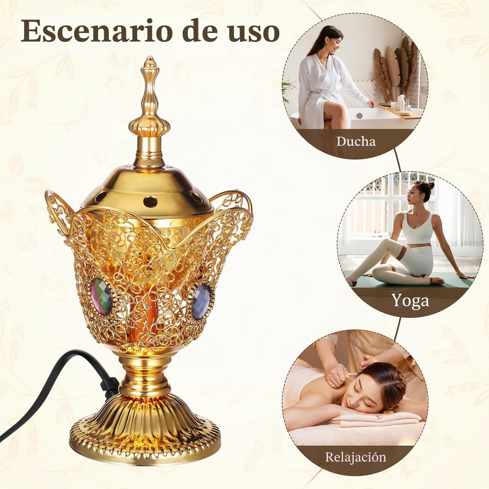 SHINEOFI Quemador de Incienso Eléctrico de Metal para Iglesia de Oriente Medio, Vintage (UE)