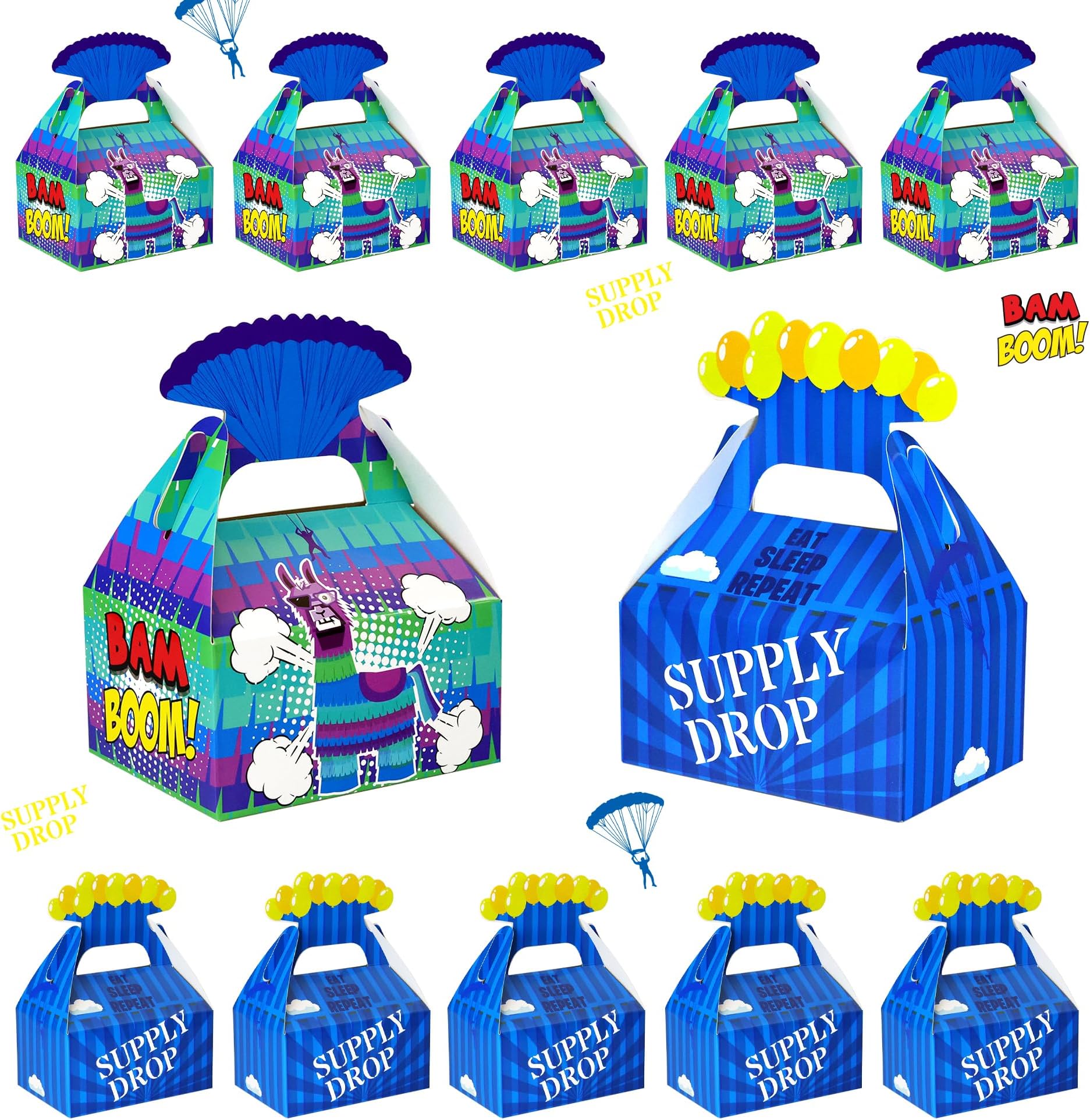 16 Pcs Video Game Llama Goodie Bags Party Boxes for Battle Gamers Birthday Party Supplies Decorations Favors