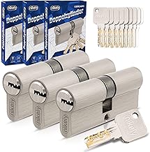 GERCAR 3 x lock cylinders with 15 keys for door lock, lock cylinders, identical lock, 30/40 mm, profile cylinder, door lock, length: 70 mm, A: 30, B: 40, locking system