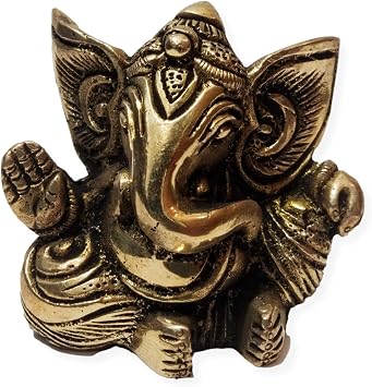 athizay Brass Ganesha God Idols Small for Prayer Room | Living Room | Gifting Antique Gold Finish Small Ganesh Statues for Home and Office Antique Ganesha 5.5 CM
