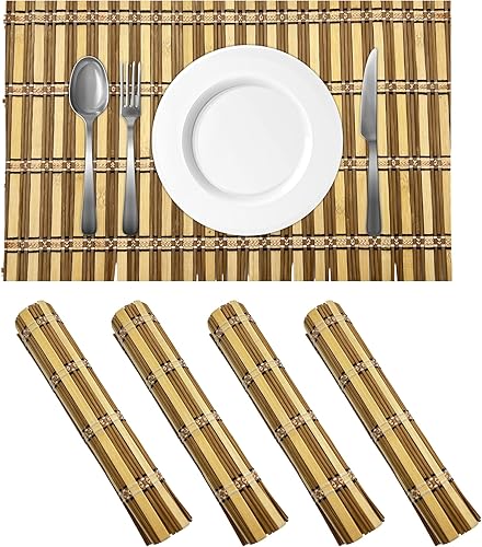 Miniatura 11 de Manteles individuales de bambú ecológicos, ecológicos, duraderos, resistentes al calor, antideslizantes, fáciles de limpiar, ligeros y portátiles,