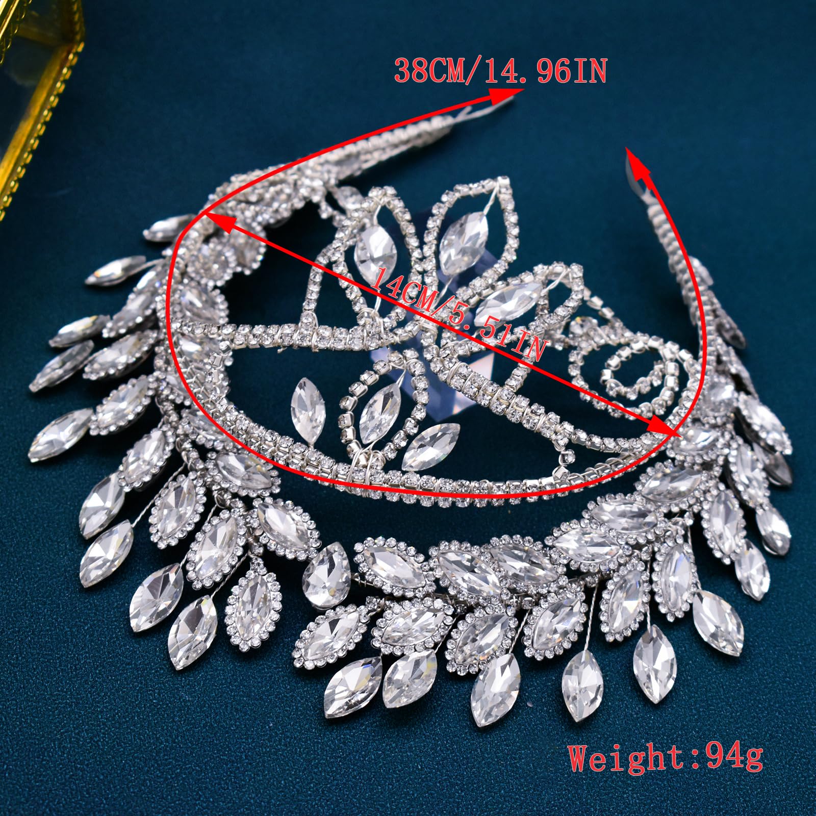 Diadema de boda, tocado nupcial con diamantes de imitación