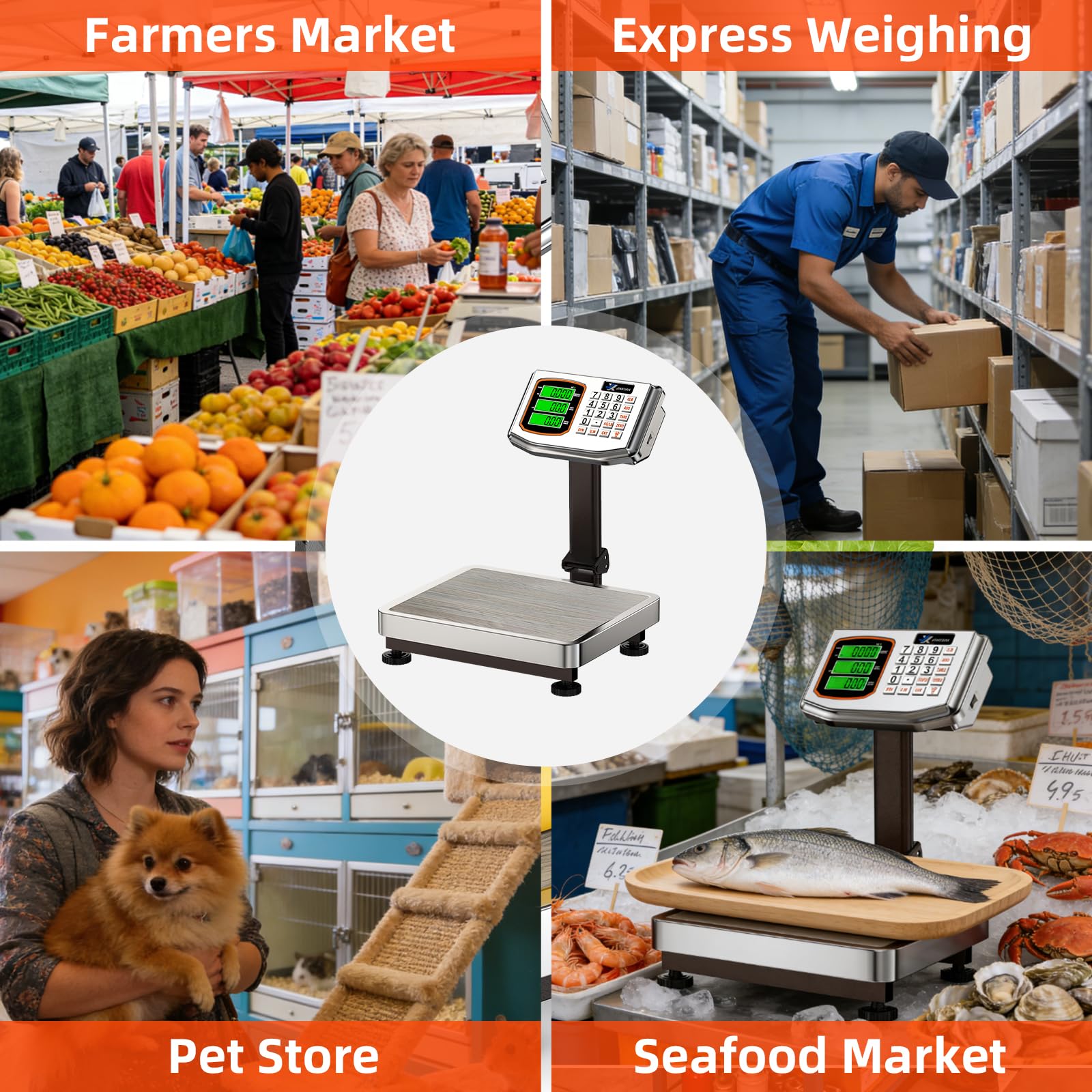Báscula de plataforma digital de computación, carga de 132 libras, báscula de piso de computación de precisión de 0.01 libras con LB/kg, tara, calculadora de precios, conteo, pantalla de alta
