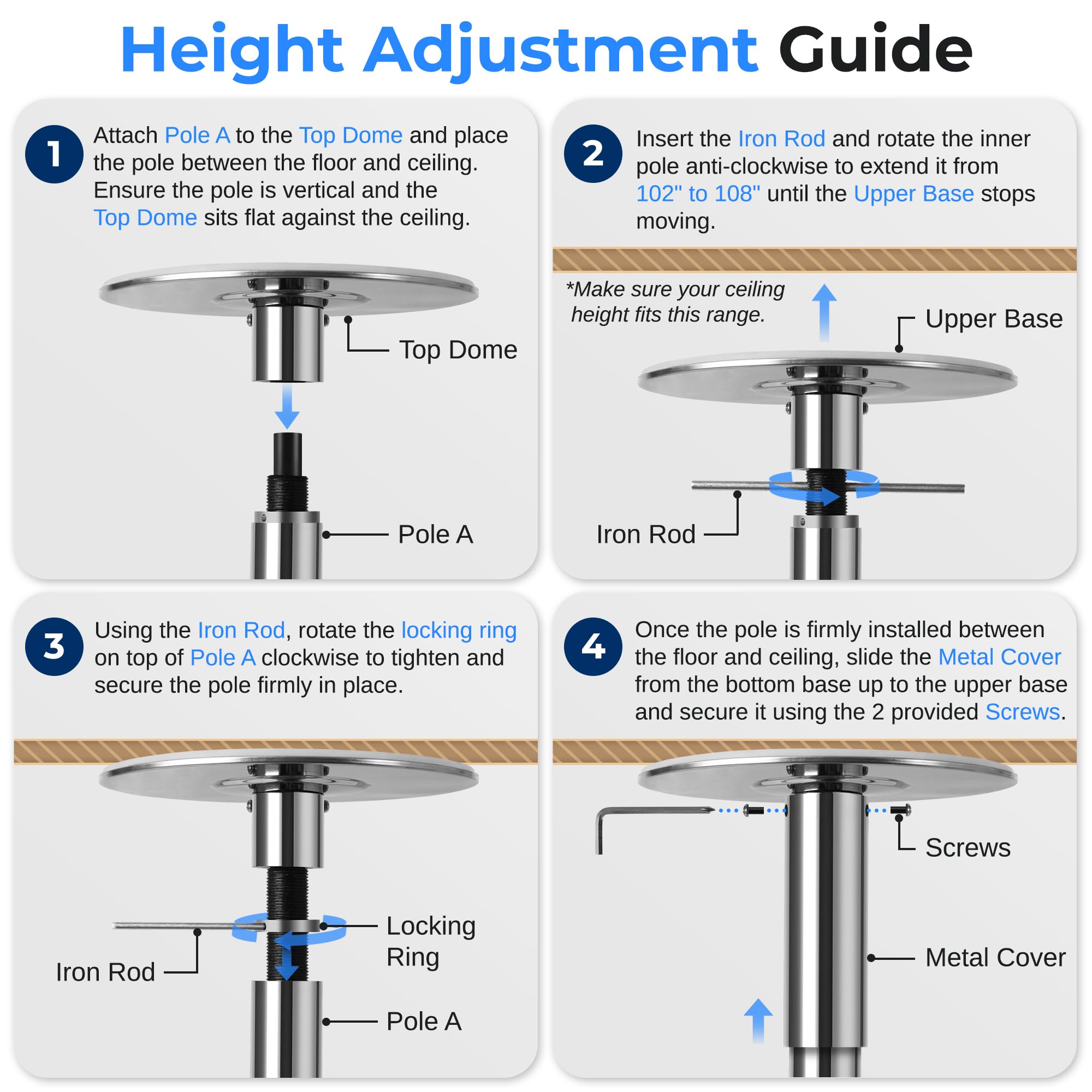 SereneLife Professional Upgrade Spinning Dance Pole - Portable & Removable Stripper Fitness Pole, Adjustable & Smooth Connection,
