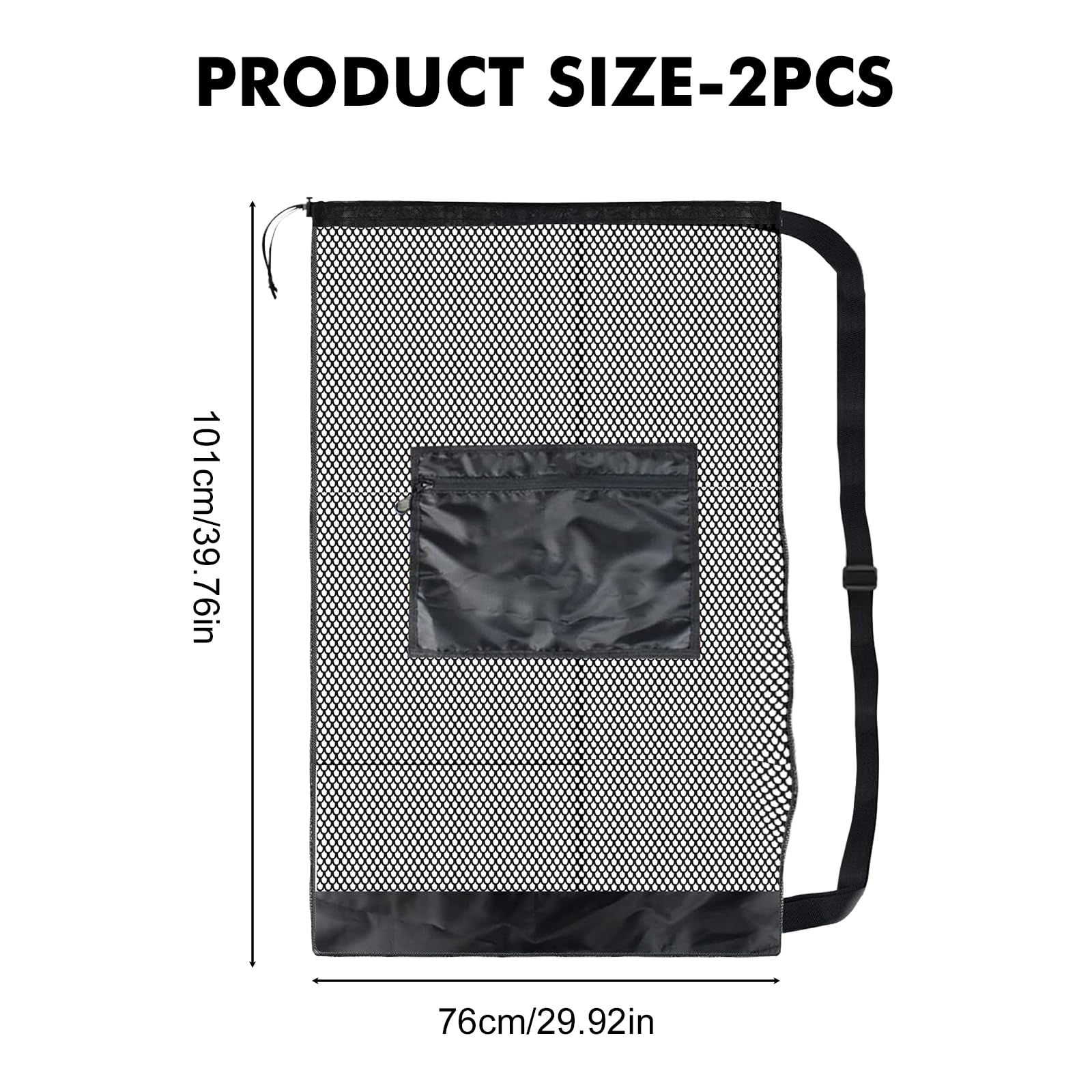 2 sacchetti per palline, extra larghi, grande capacità, versione allargata, borsa per 10-15 palline, borsa sportiva in rete multiuso con coulisse e tracolla