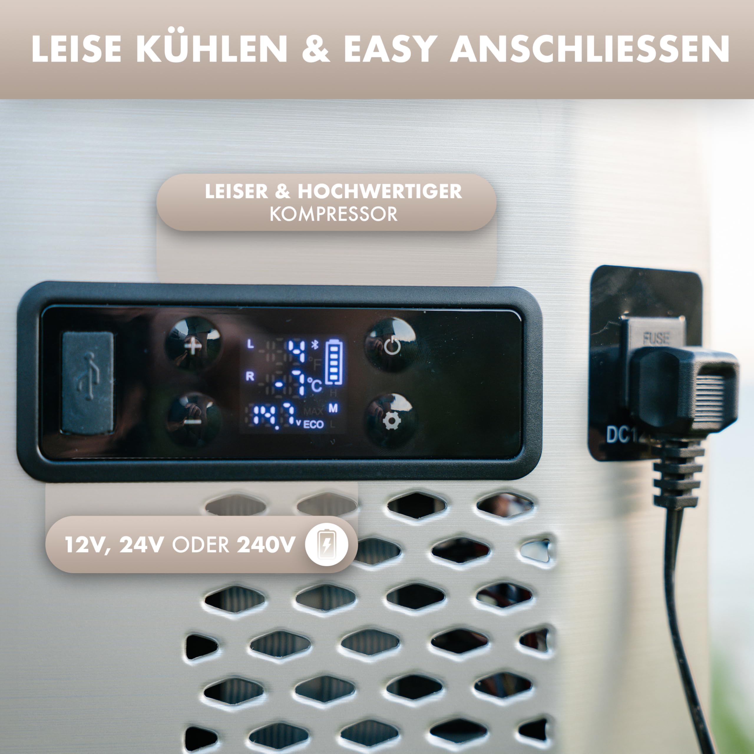 NATURBUMMLER Kompressor Kühlbox mit Vakuum-Isolierung [VAC-CORE] Reisekühlschrank 12V 230V mit Dual-Zone bis -20°C (App-Steuerung) Kühlbox Camping Mobile Gefrierbox Outdoor Kühltruhe